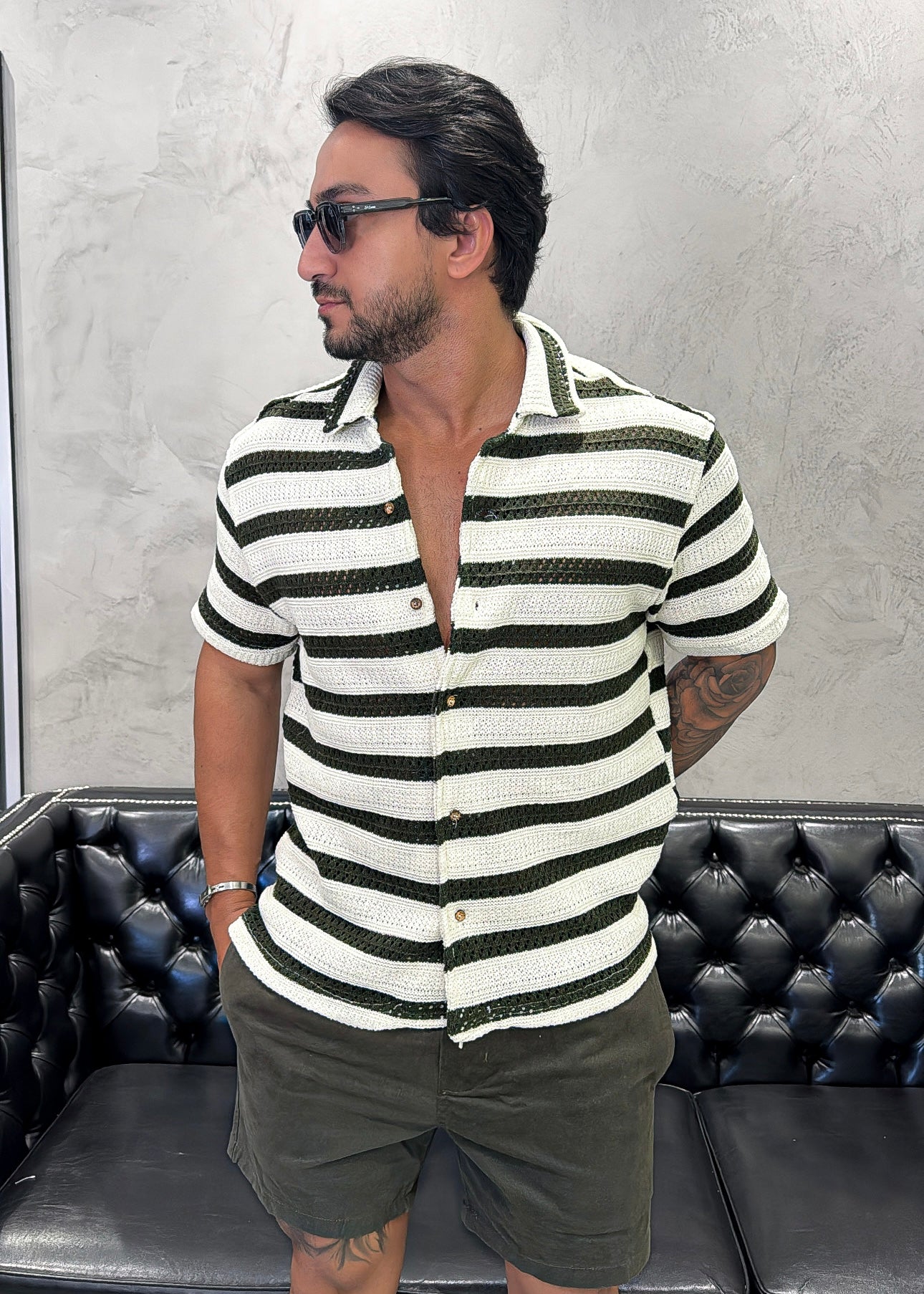 Camisa Resort Tricot Musgo