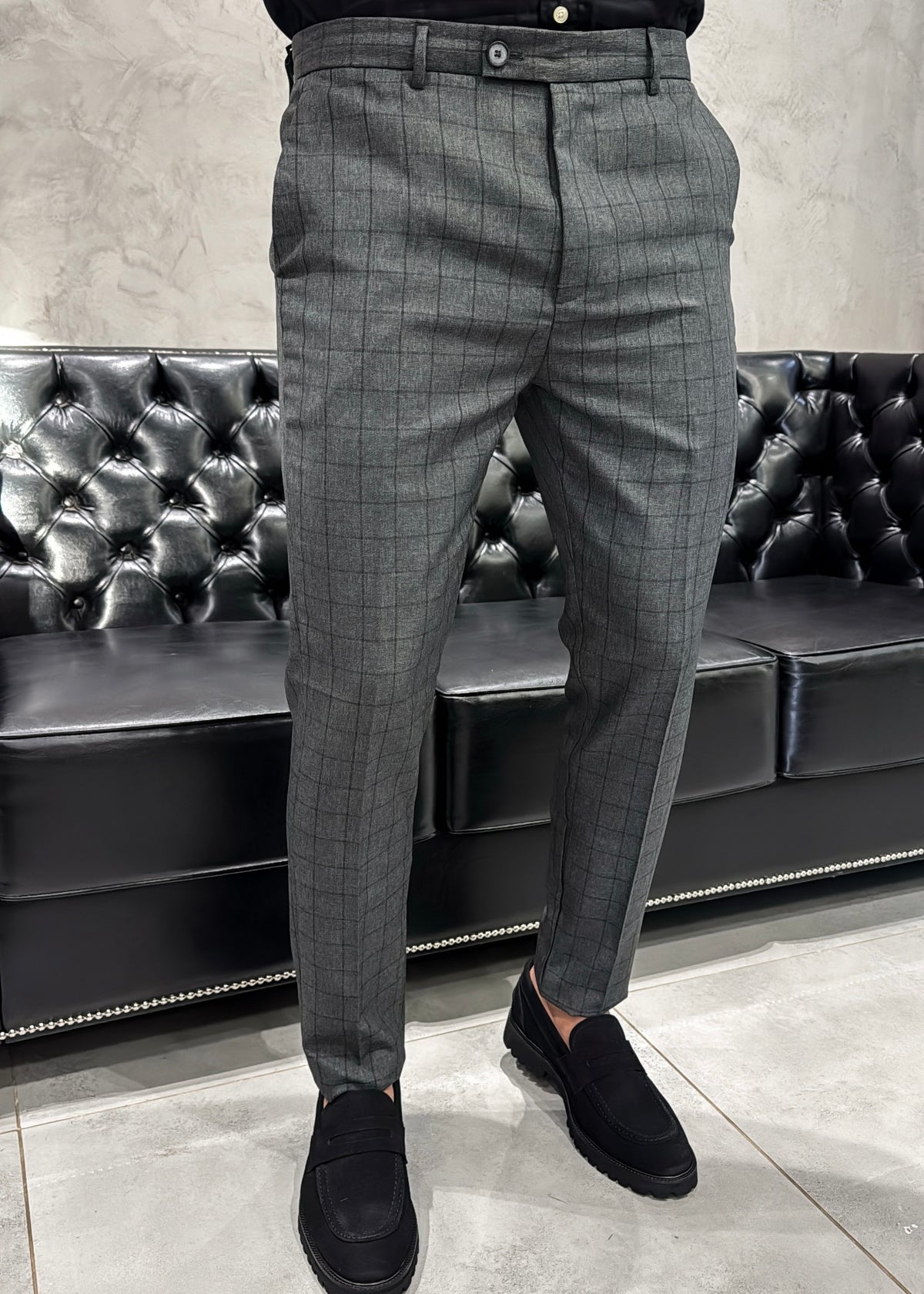 Calça Alfaiataria DL67 Xadrez Chumbo