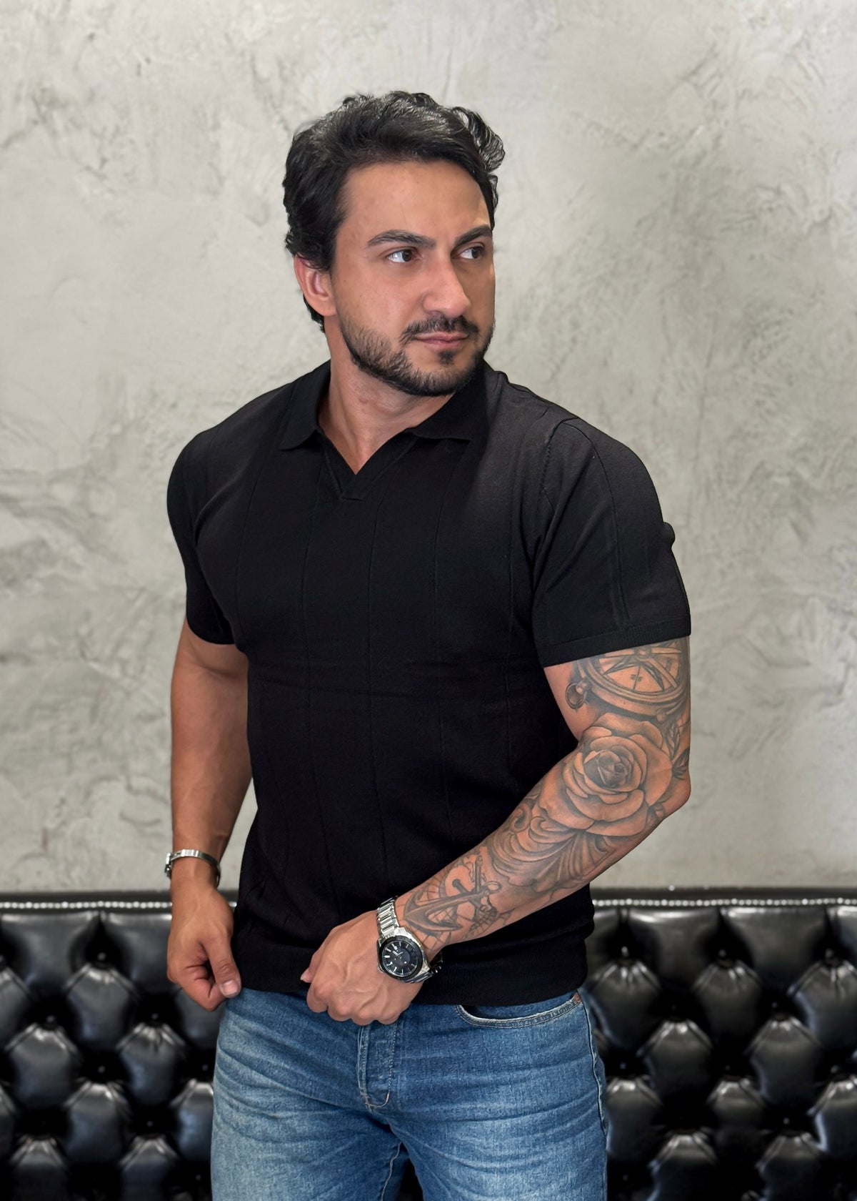 Polo Tricot Luxo Preto