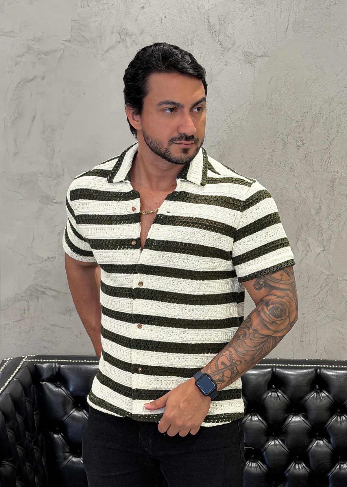 Camisa Resort Tricot Musgo