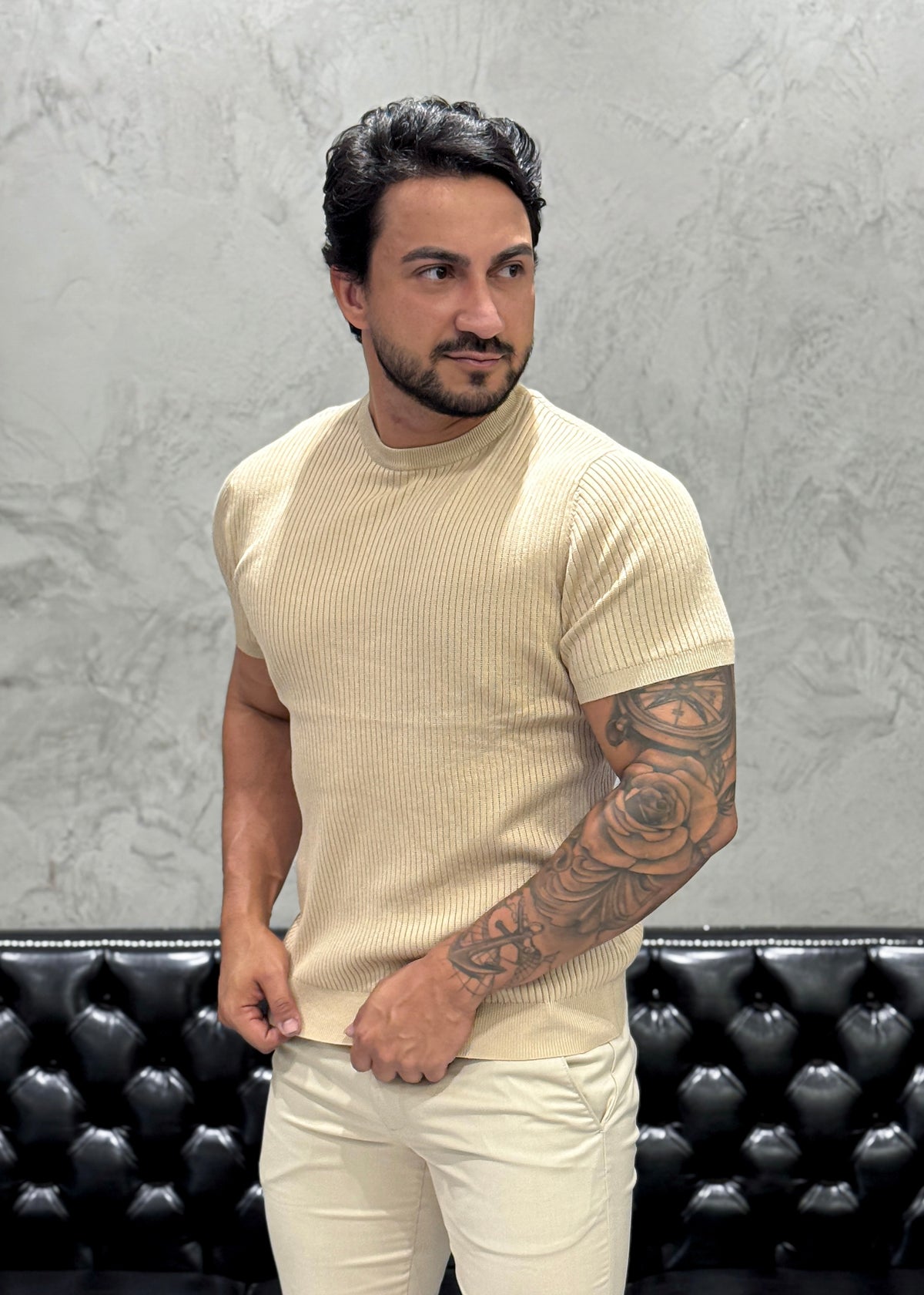 T-Shirt Tricot Luxo Areia