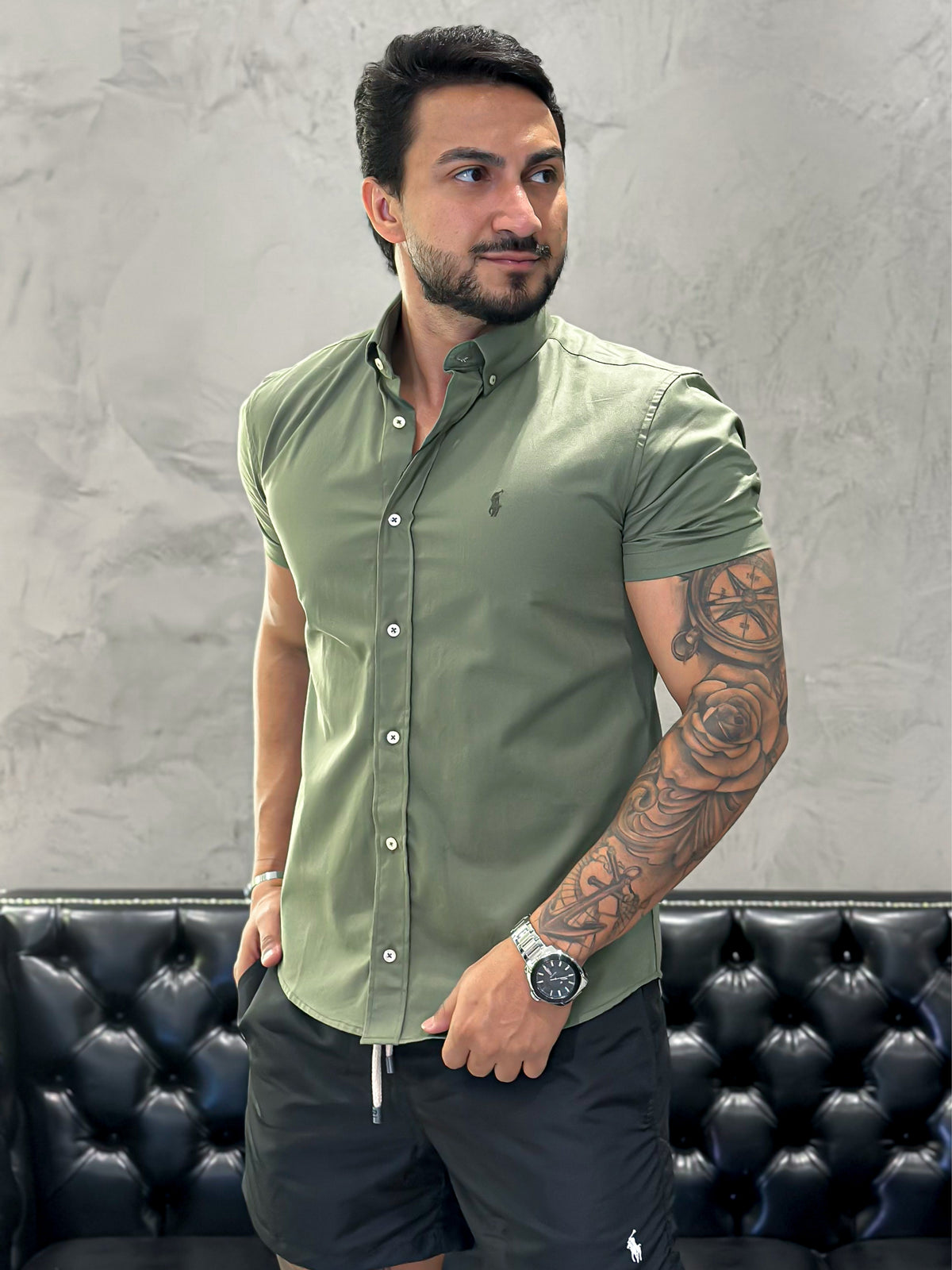 Camisa Ralph Lauren M/Curta Musgo