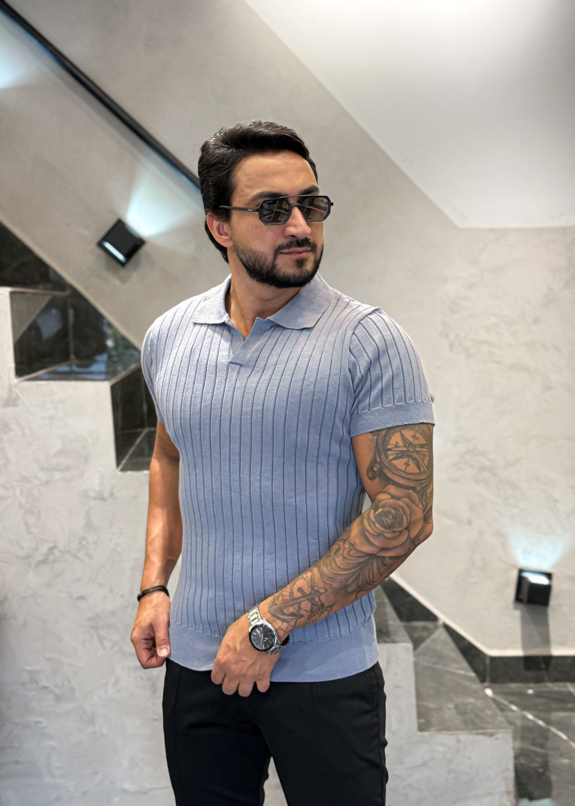 Polo Tricot Luxo Cinza