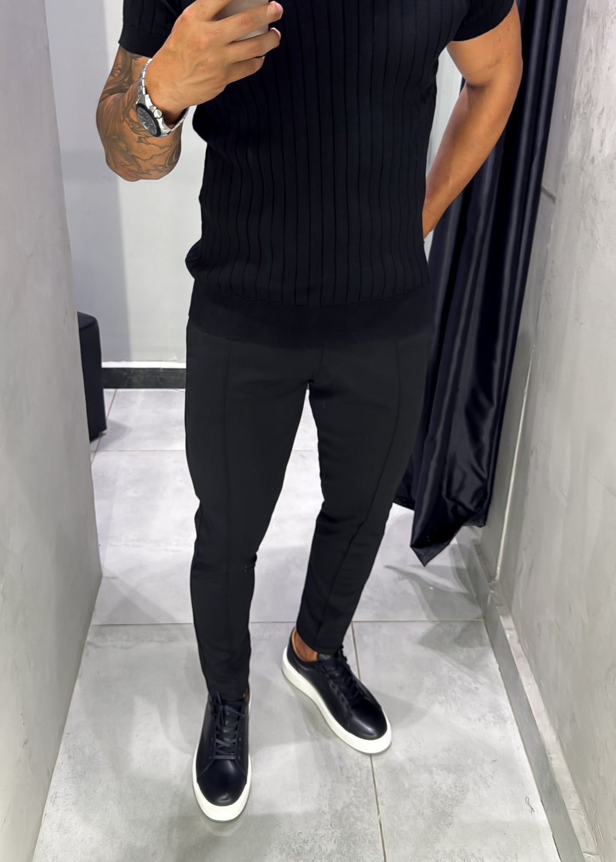 Calça Alfaiataria Malha Encorpada Black