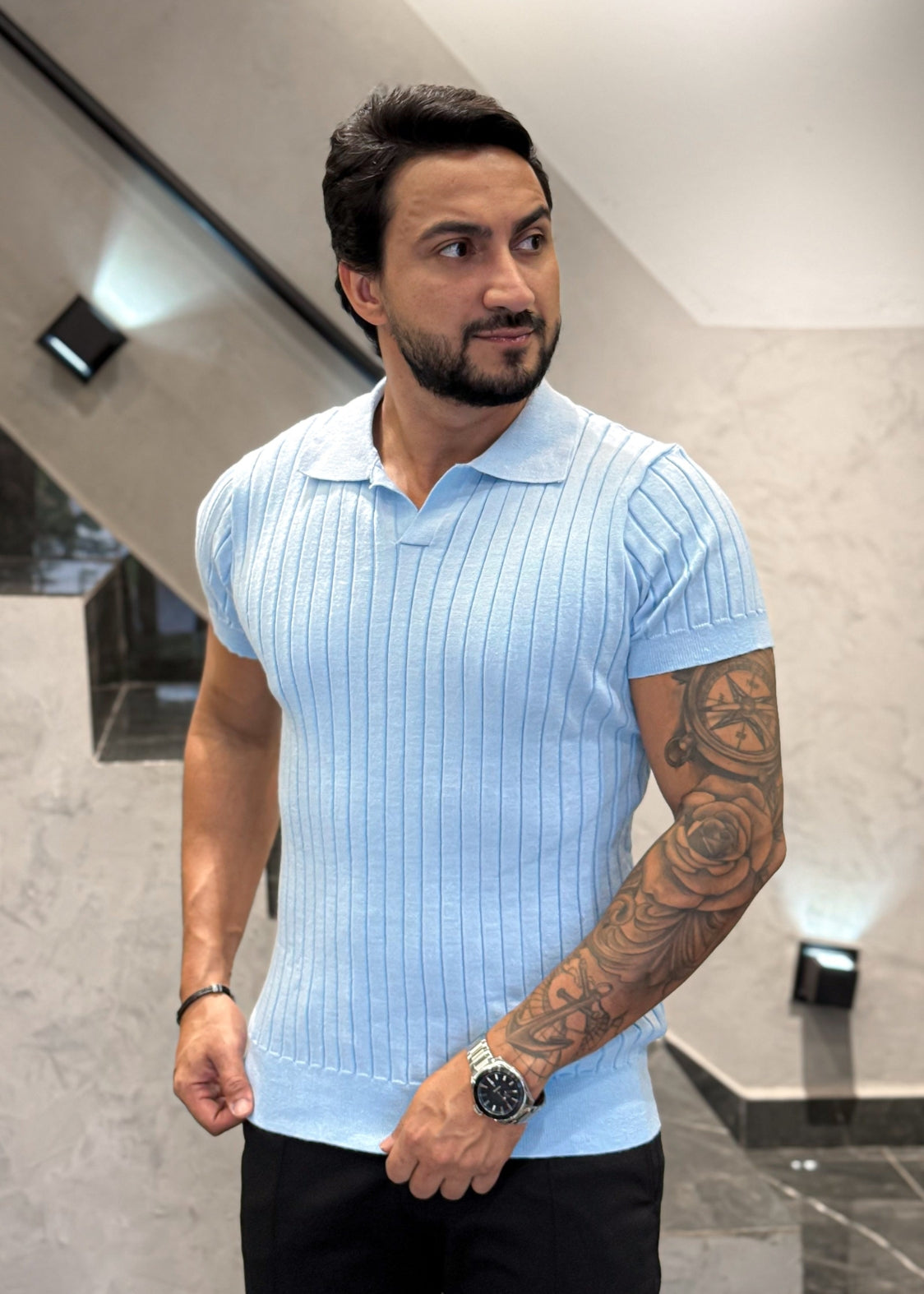 Polo Tricot Luxo Azul