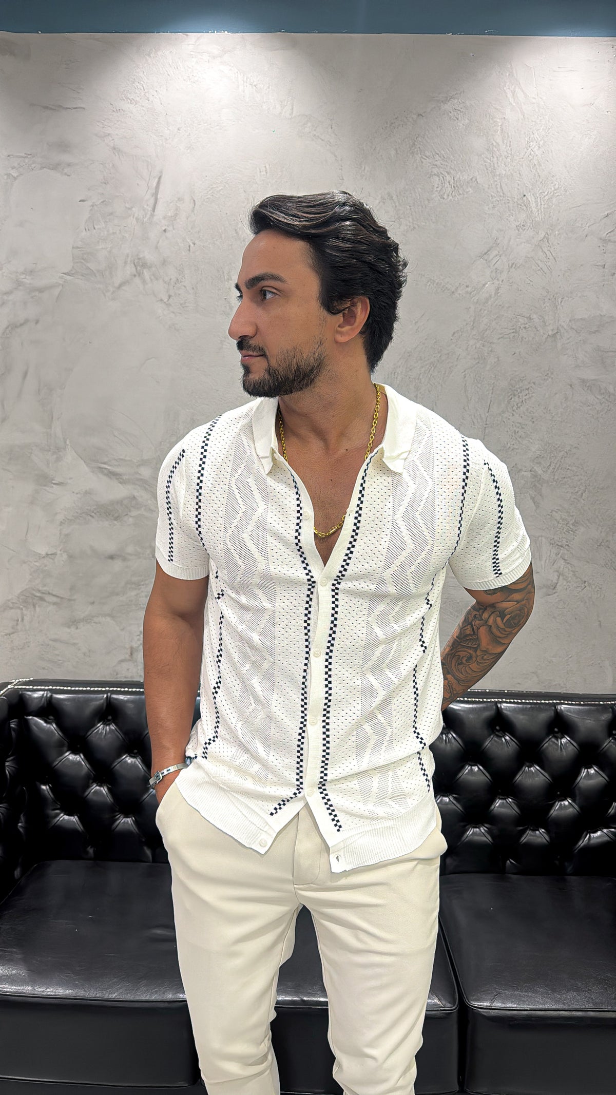 Camisa Tricot luxo Botão
