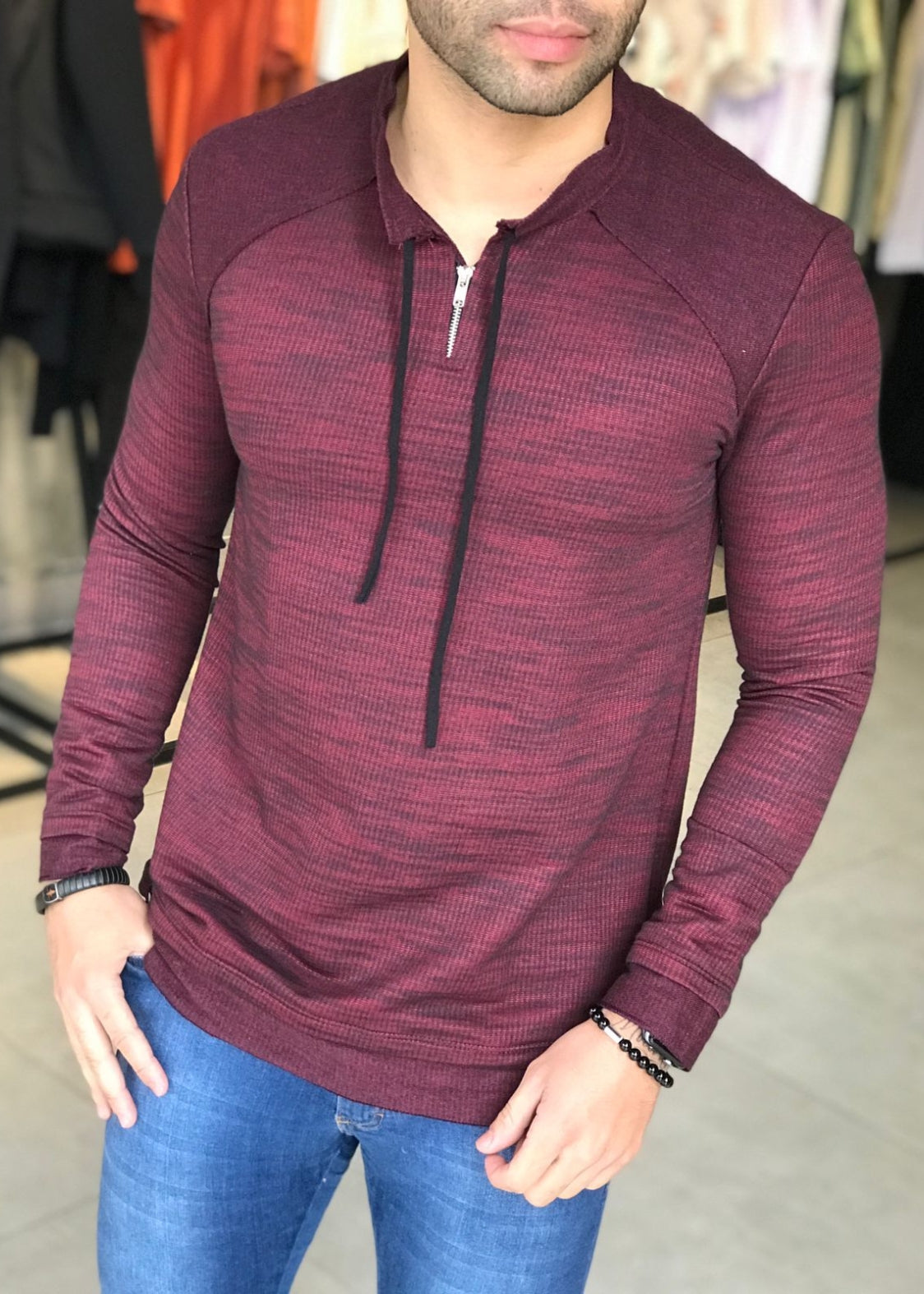 Suéter Canelado Bordo