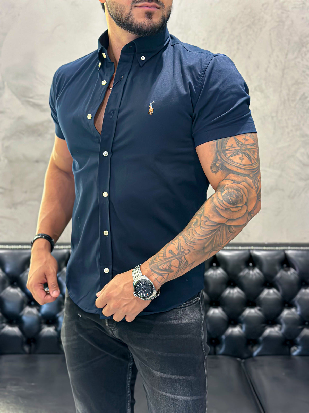 Camisa Ralph Lauren M/Curta Marinho