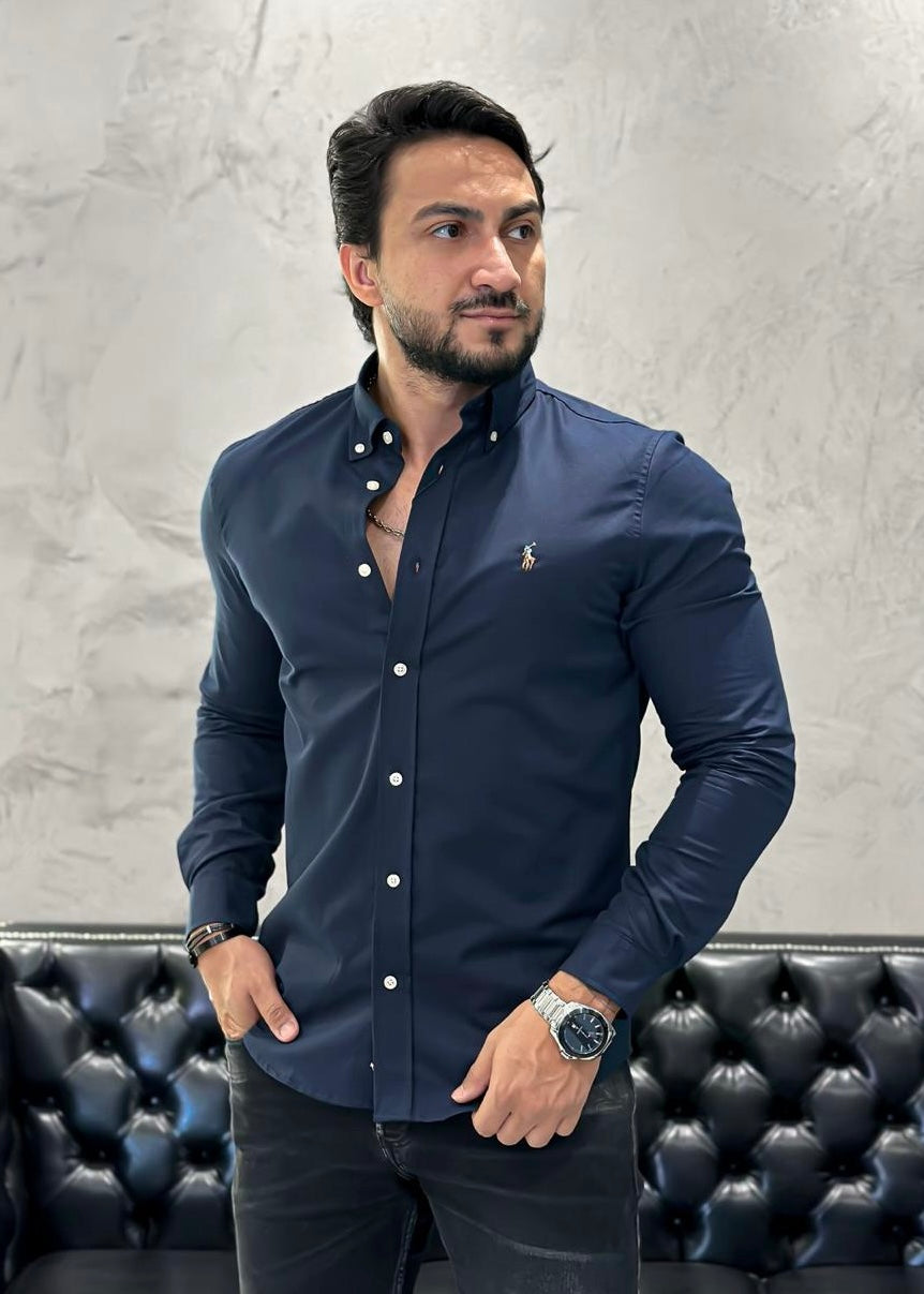 Camisa Ralph Lauren M/Longa Oxford Marinho