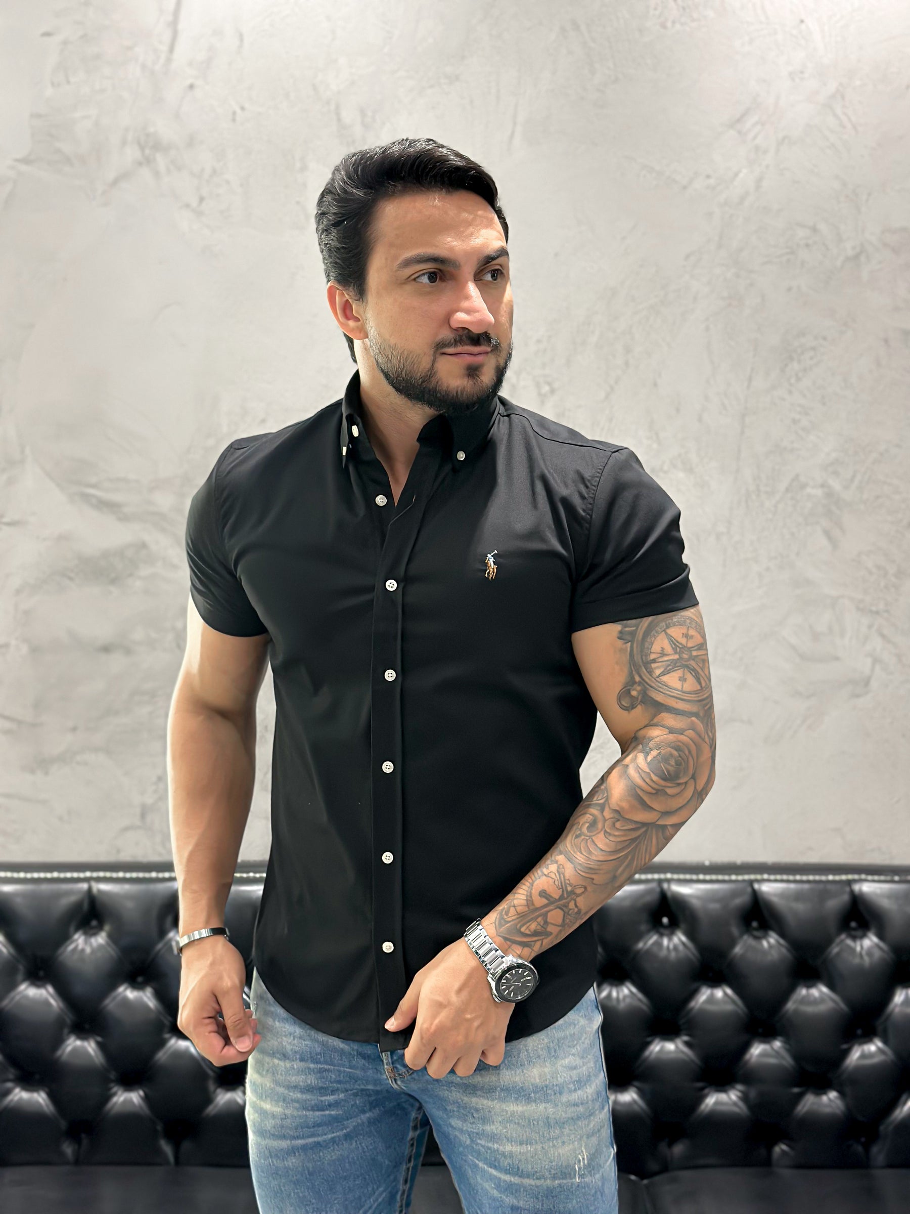 Camisa Ralph Lauren M/Curta Preta