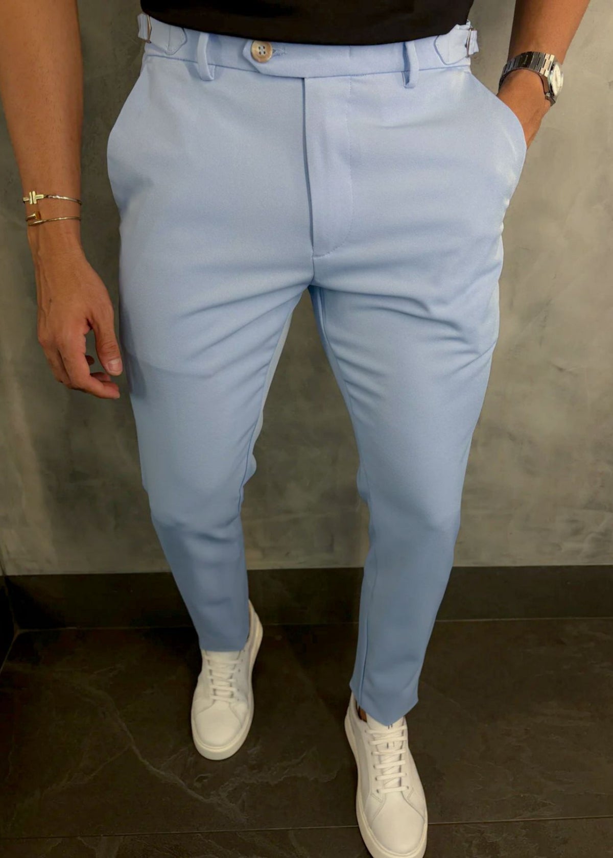 Calça Alfaiataria DL67 com Ajuste Lateral Azul