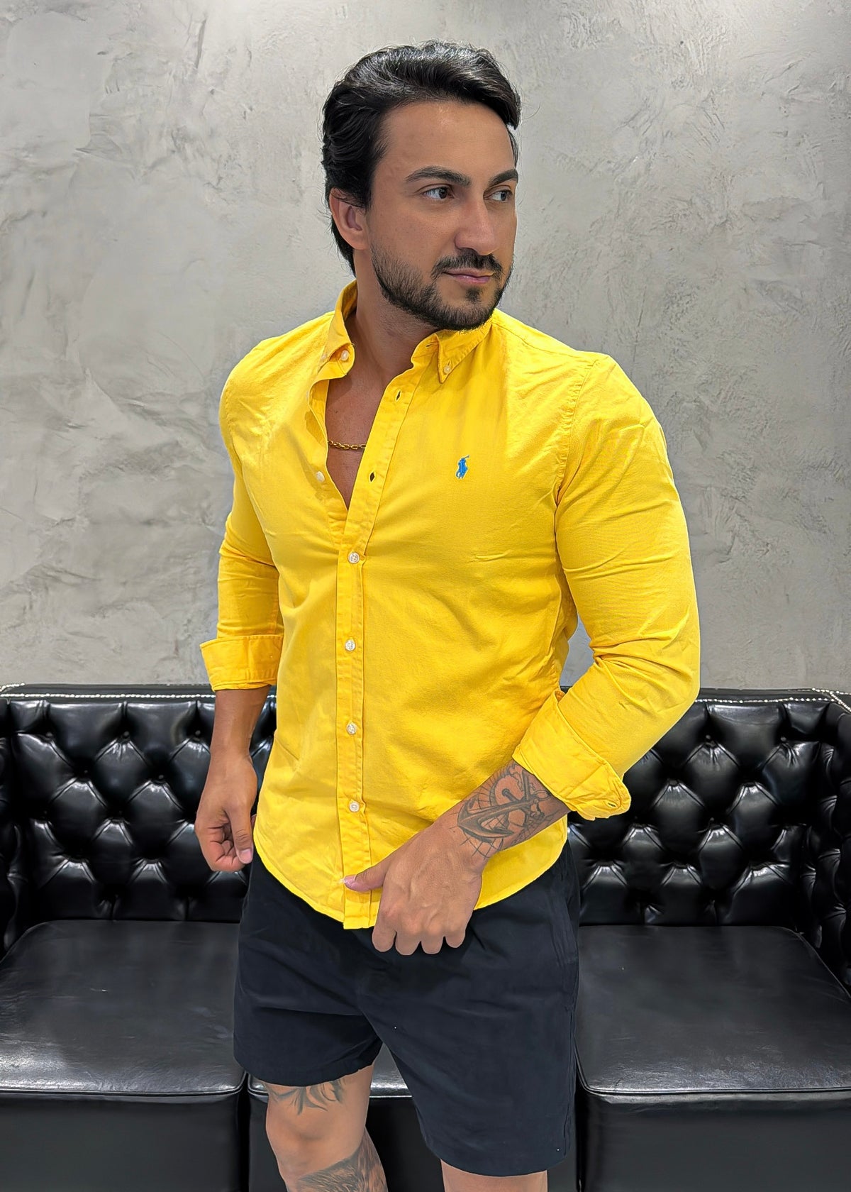Camisa M/L Ralph Lauren Oxford Amarelo