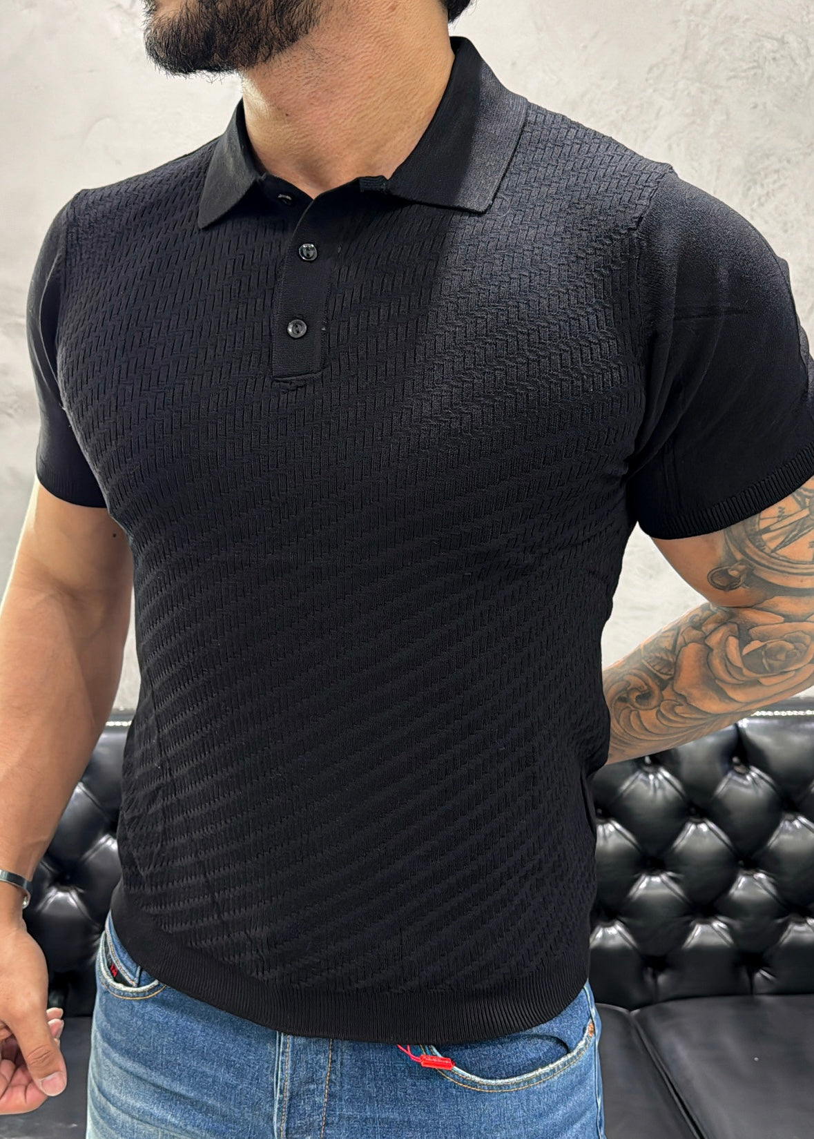 Polo Frizo Tricot Luxo Preto