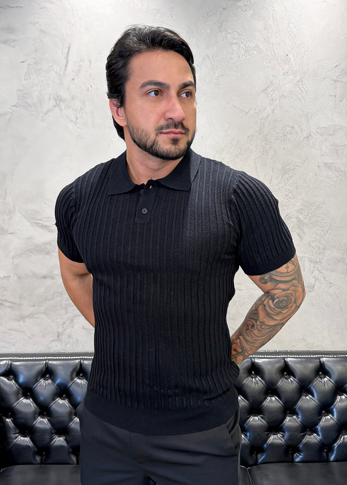 Polo Tricot Luxo Preto