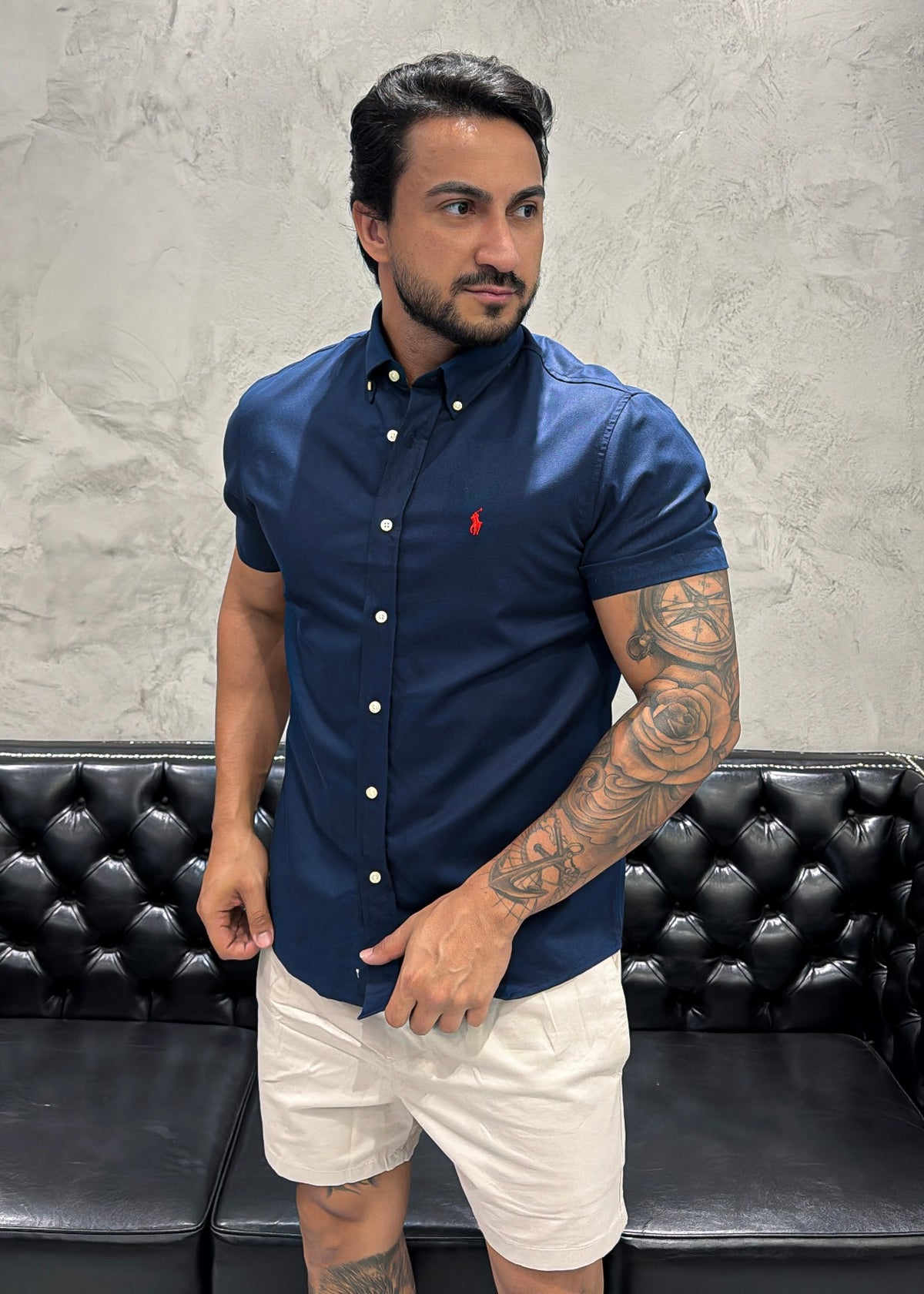 Camisa Ralph Lauren M/Curta Marinho