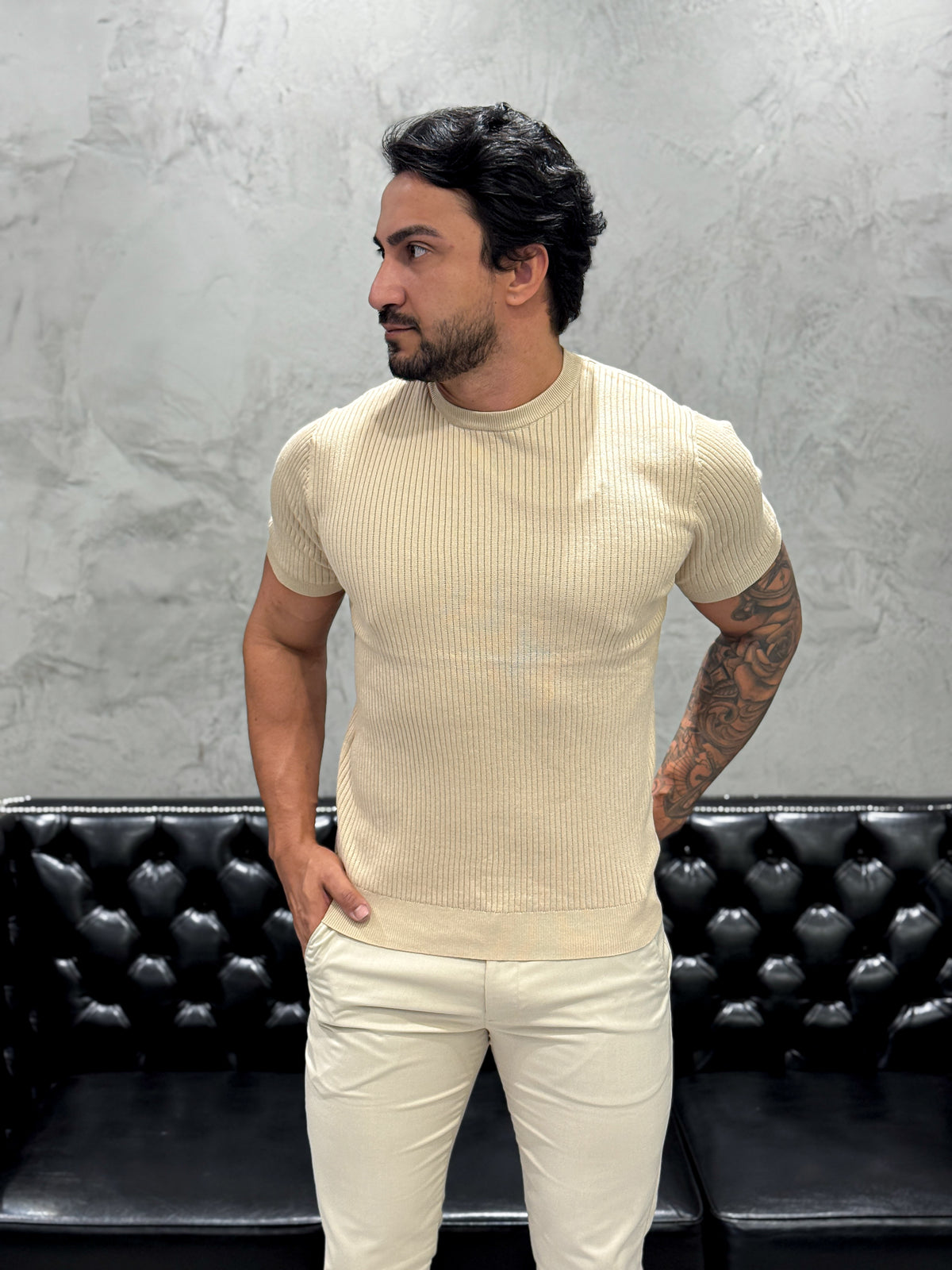 T-Shirt Tricot Luxo Areia