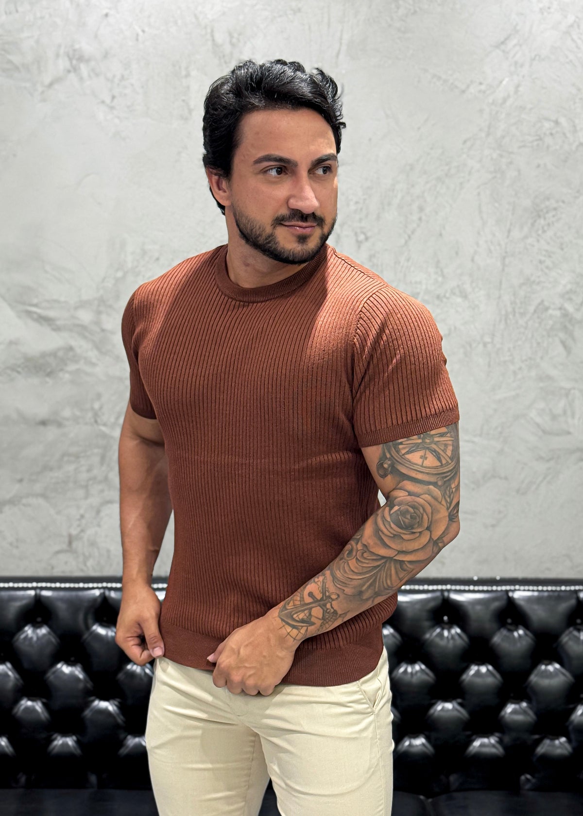 T-Shirt Tricot Luxo Marrom