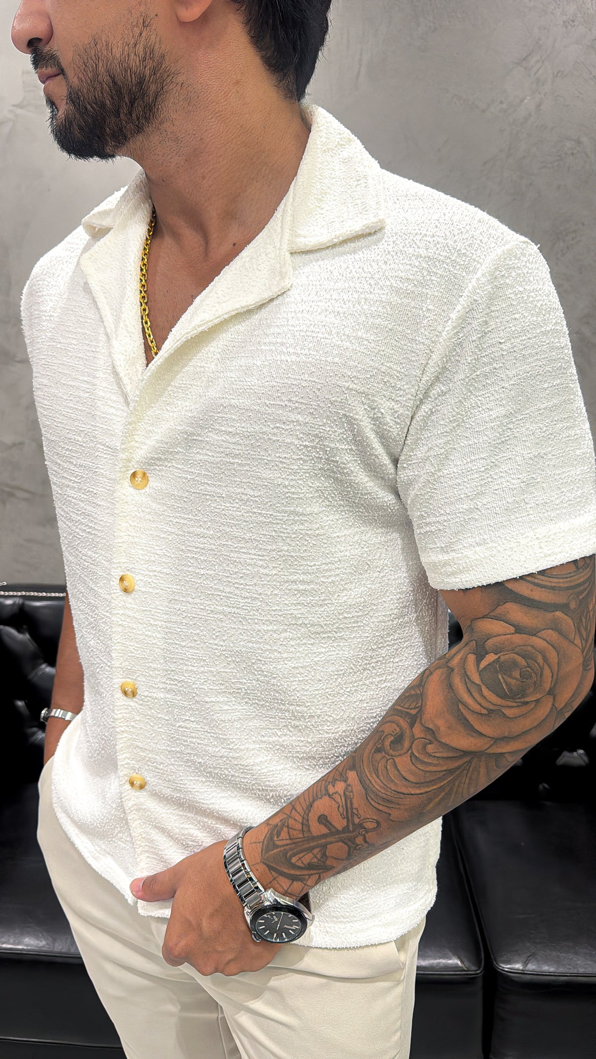 Camisa Botão em Tricô