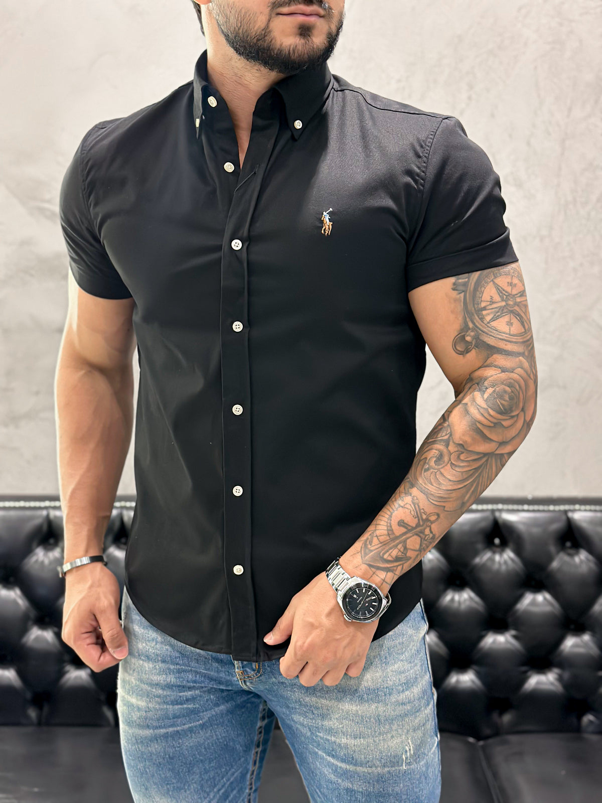 Camisa Ralph Lauren M/Curta Preta