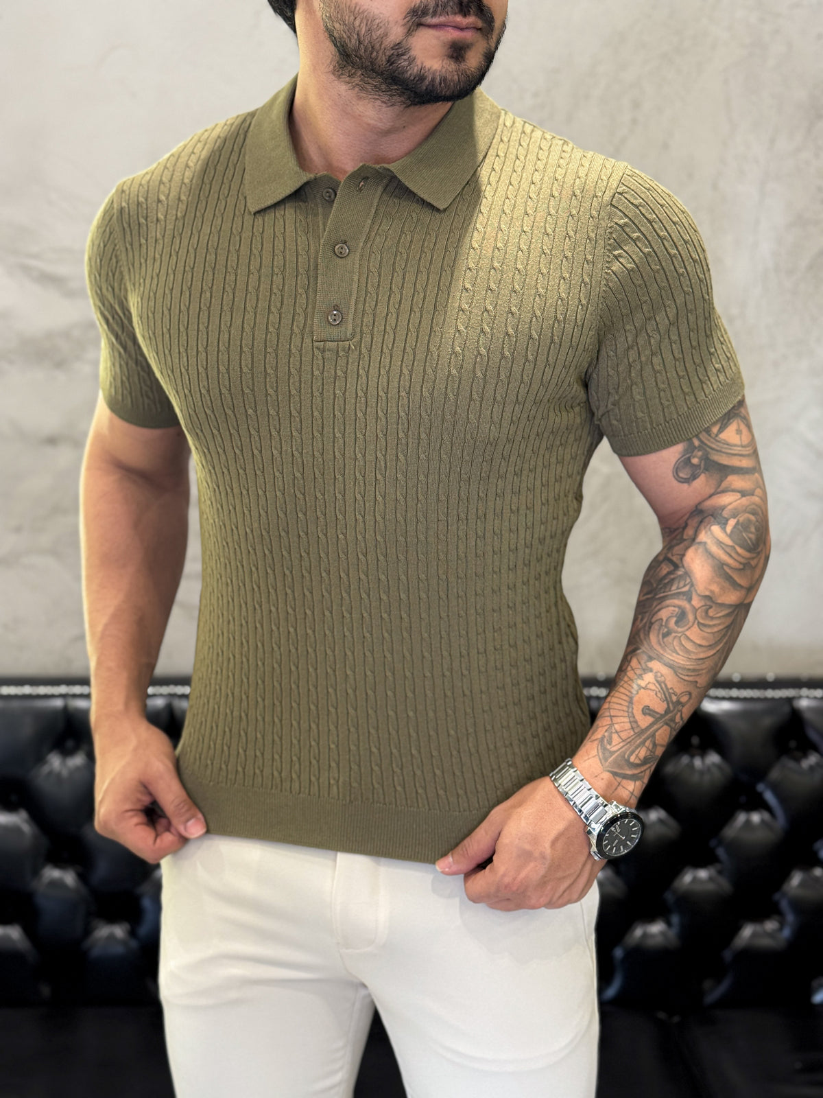 Polo Tricot Luxo Verde Olíva