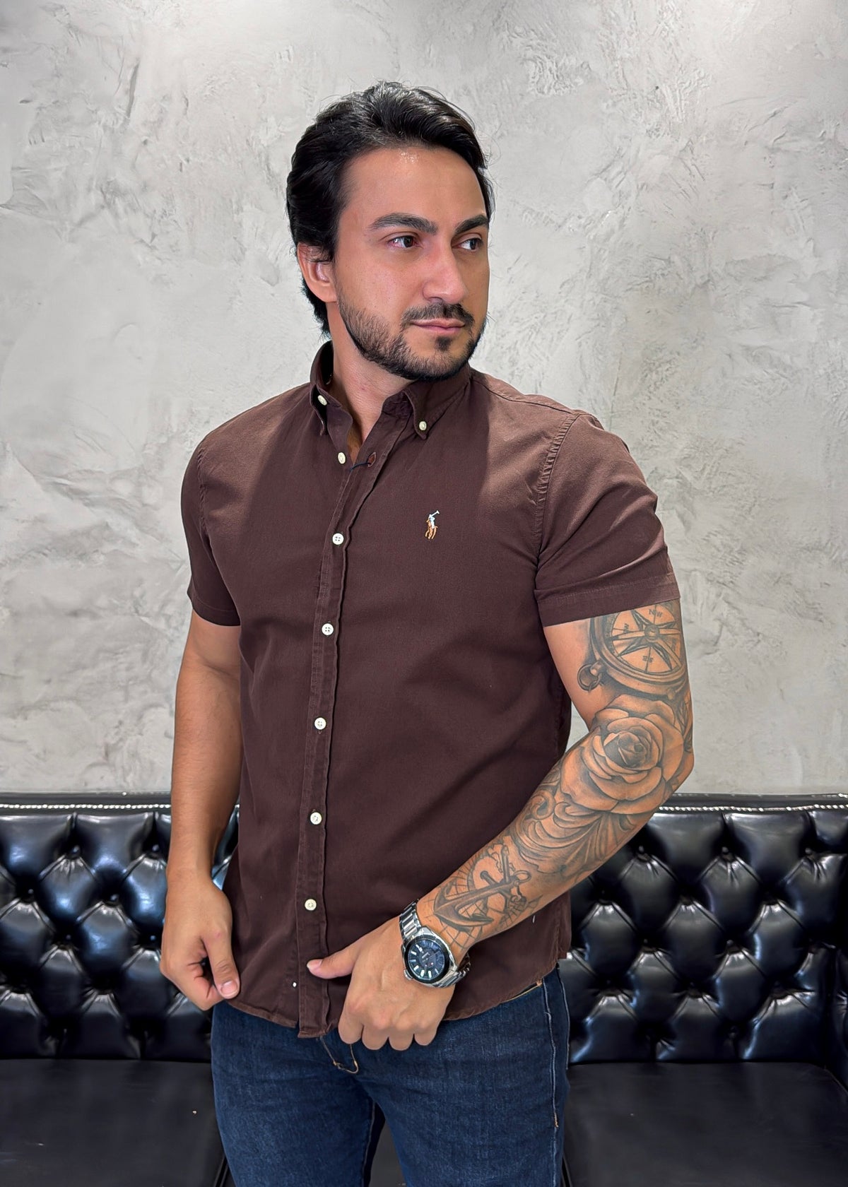 Camisa Ralph Lauren M/C Marrom