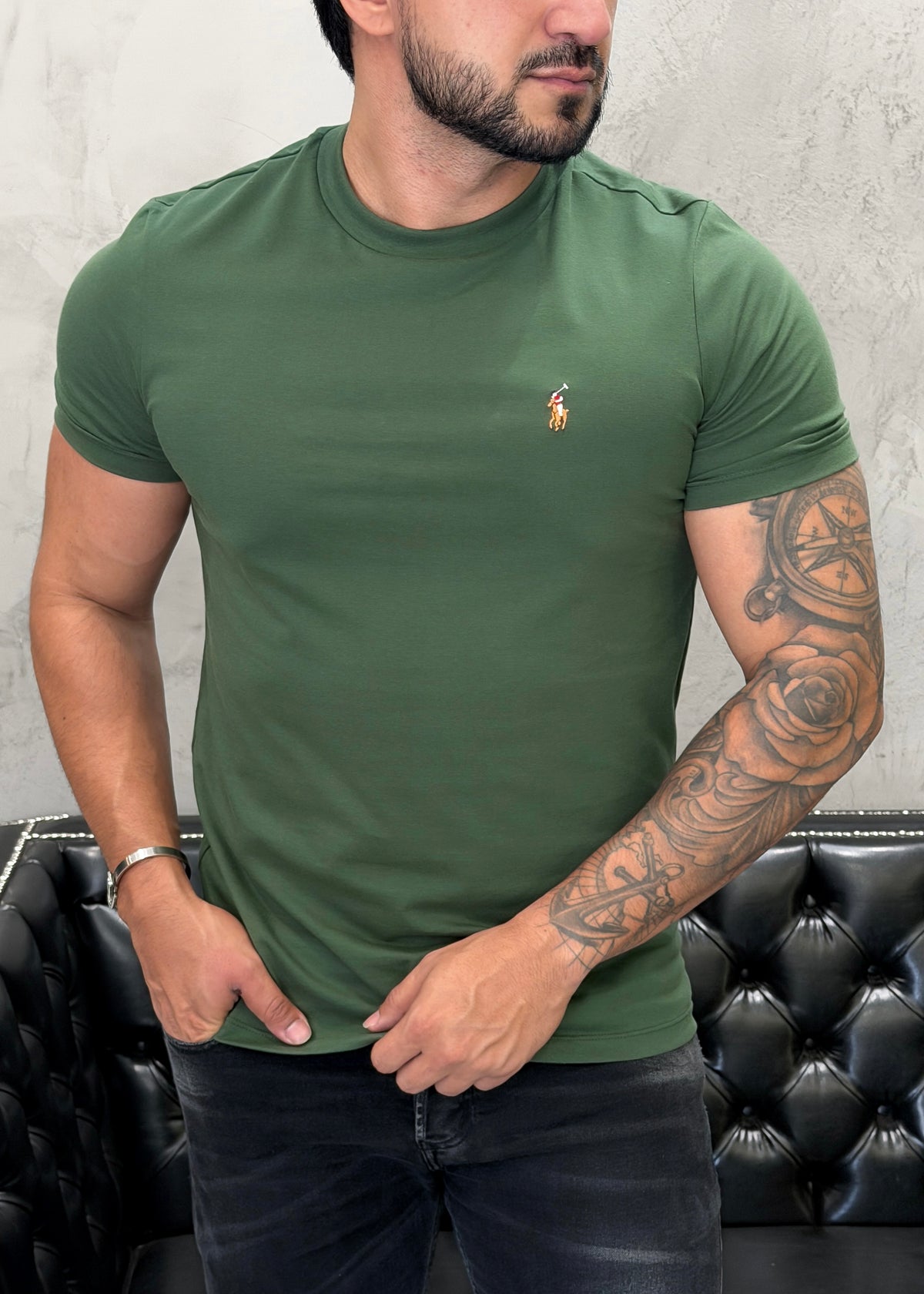 T-Shirt Basic Ralph Lauren Musgo