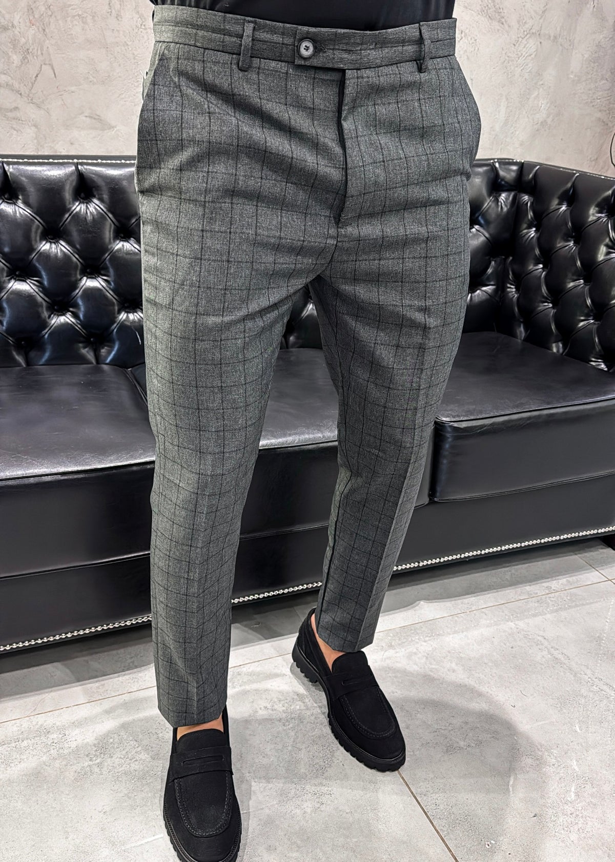 Calça Alfaiataria DL67 Xadrez Preta