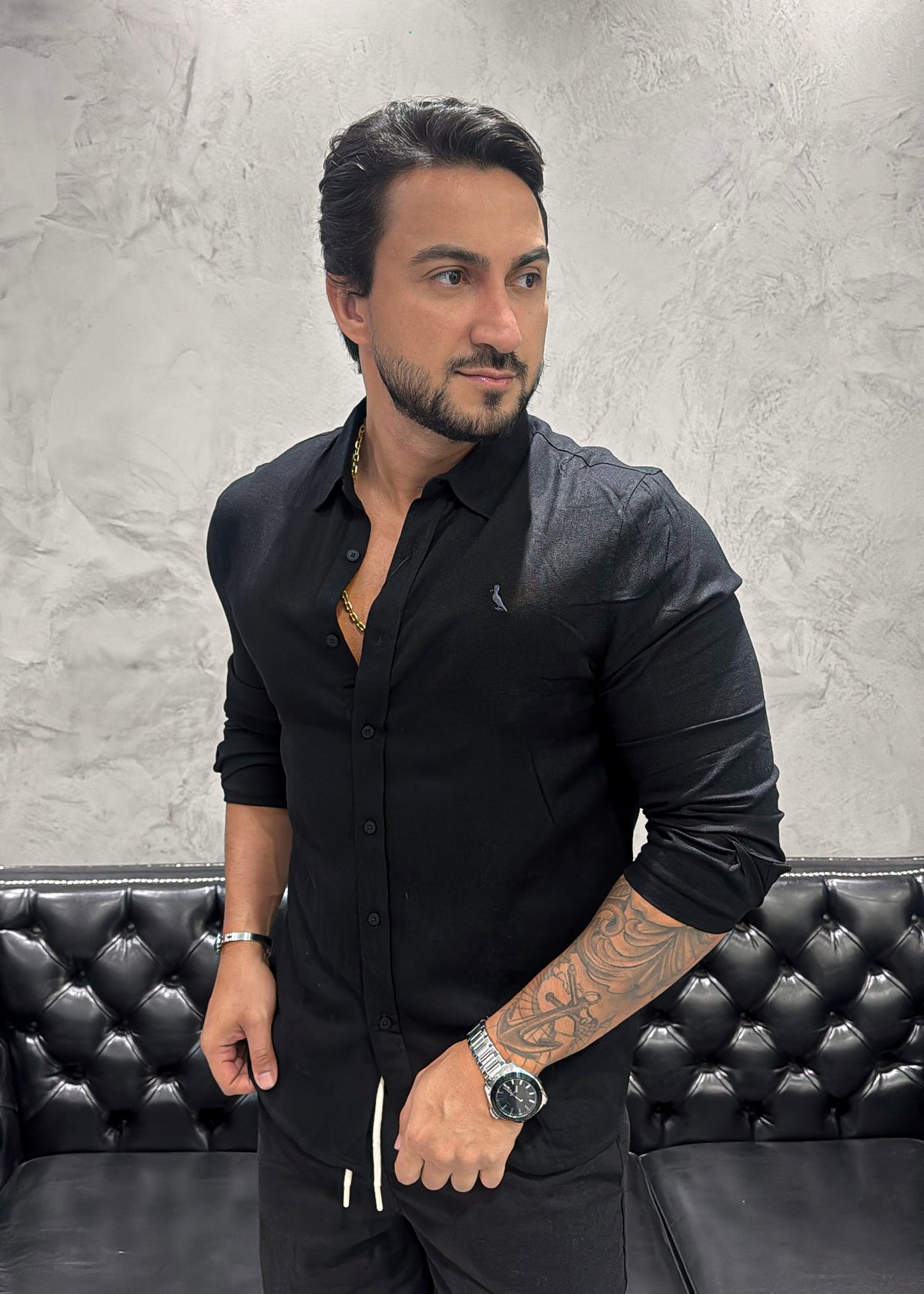 Camisa Reserva M/L Linho Preto