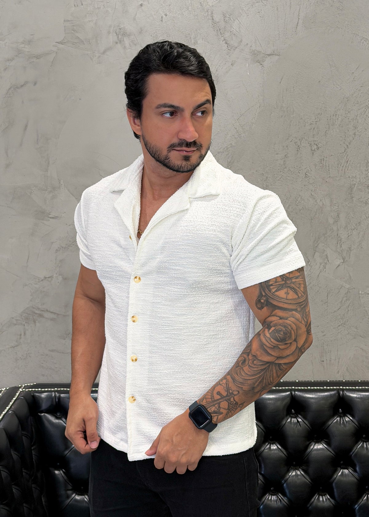 Camisa Botão em Tricô