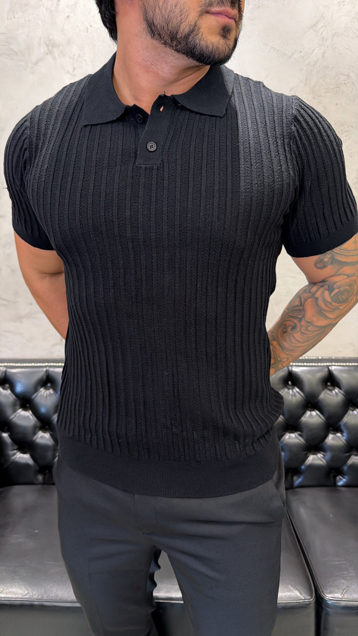 Polo Tricot Luxo Preto