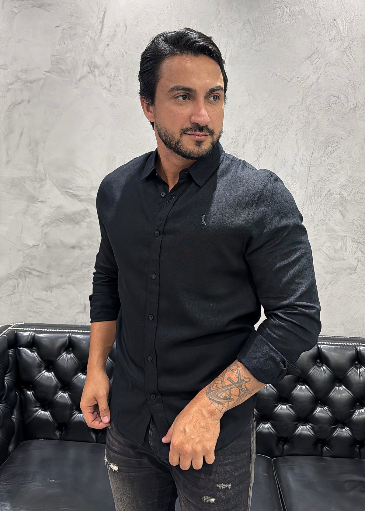 Camisa Reserva M/L Linho Preto
