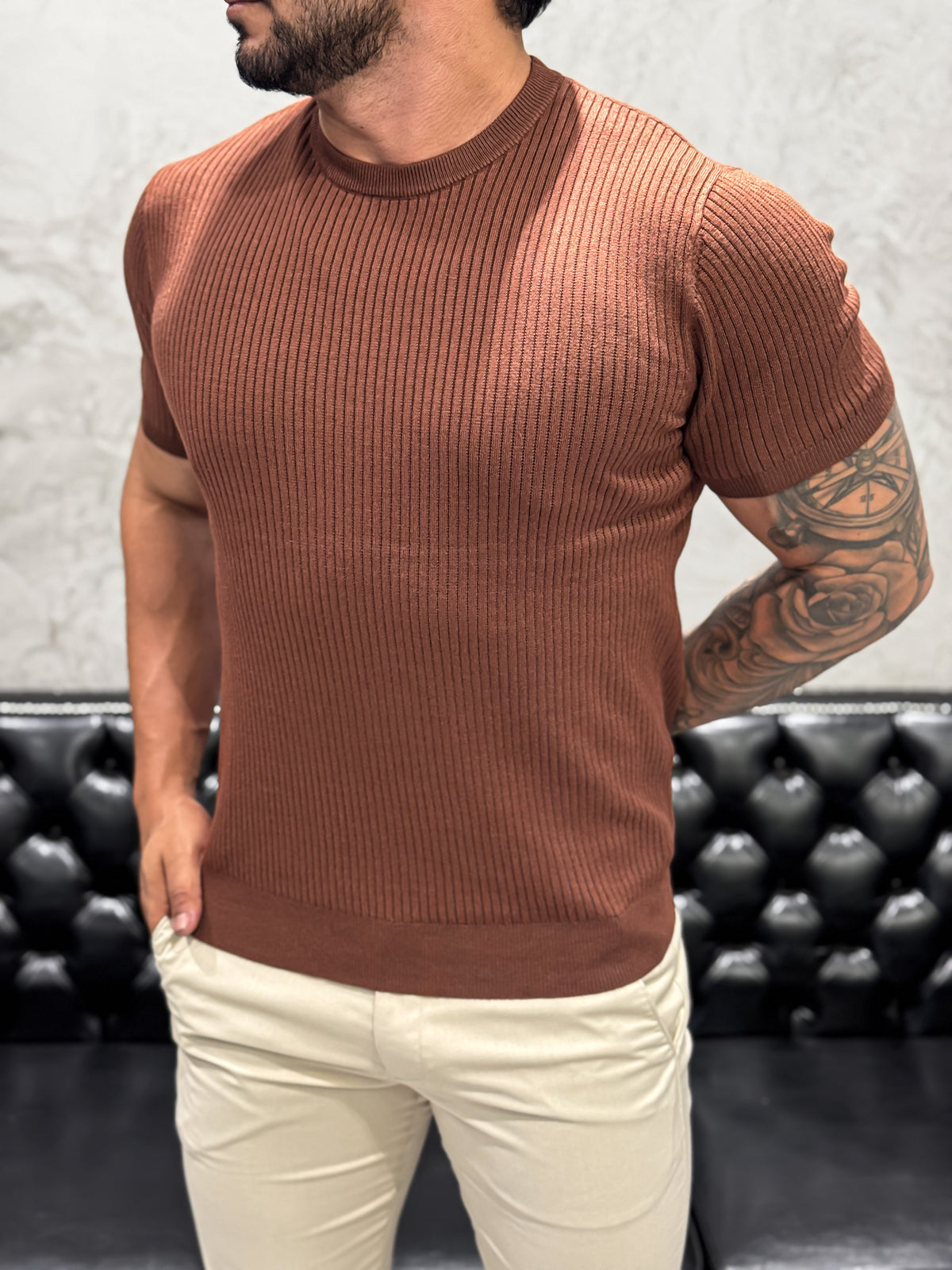 T-Shirt Tricot Luxo Marrom