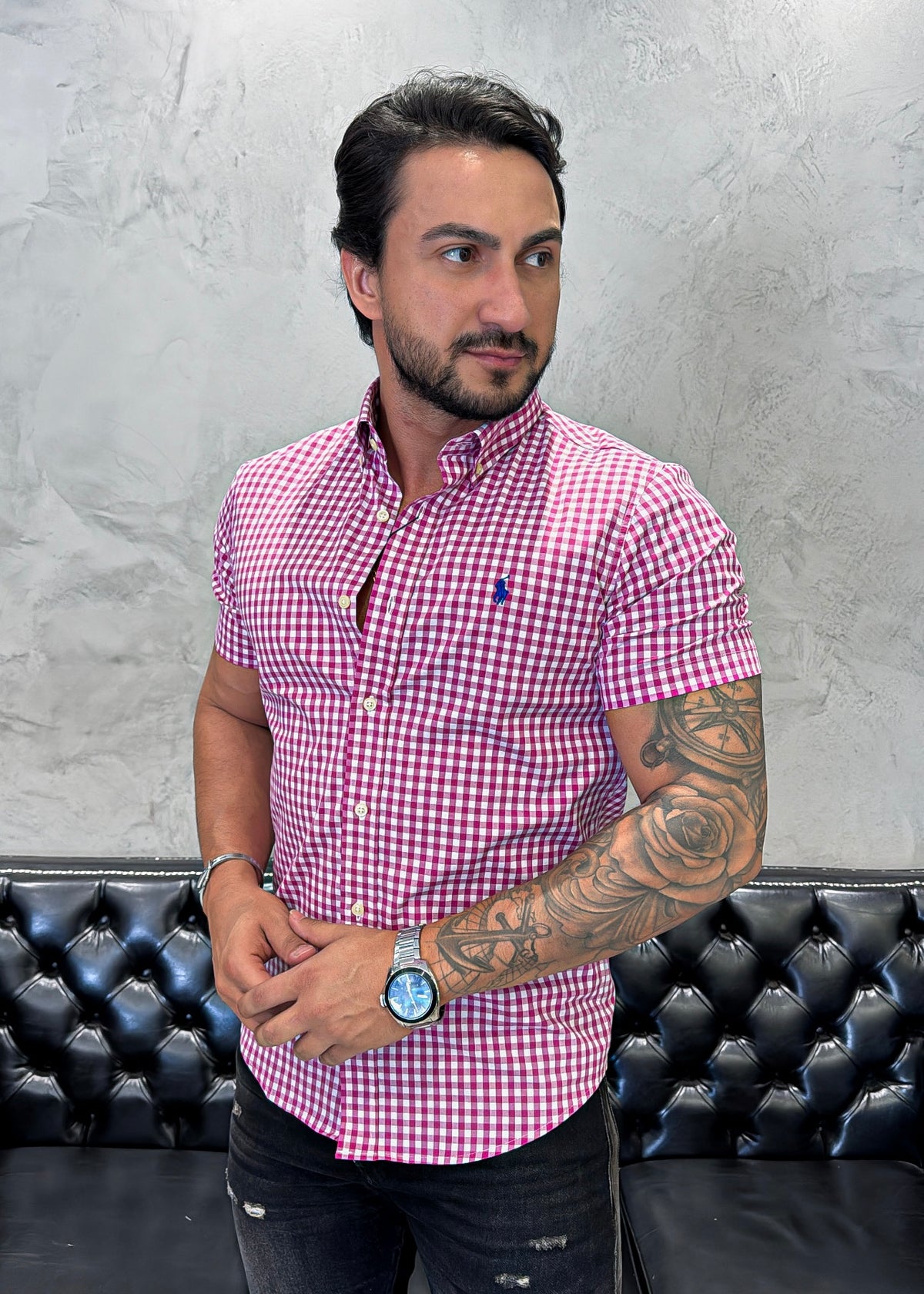 Camisa Ralph Lauren M/Curta Xadrez Cereja