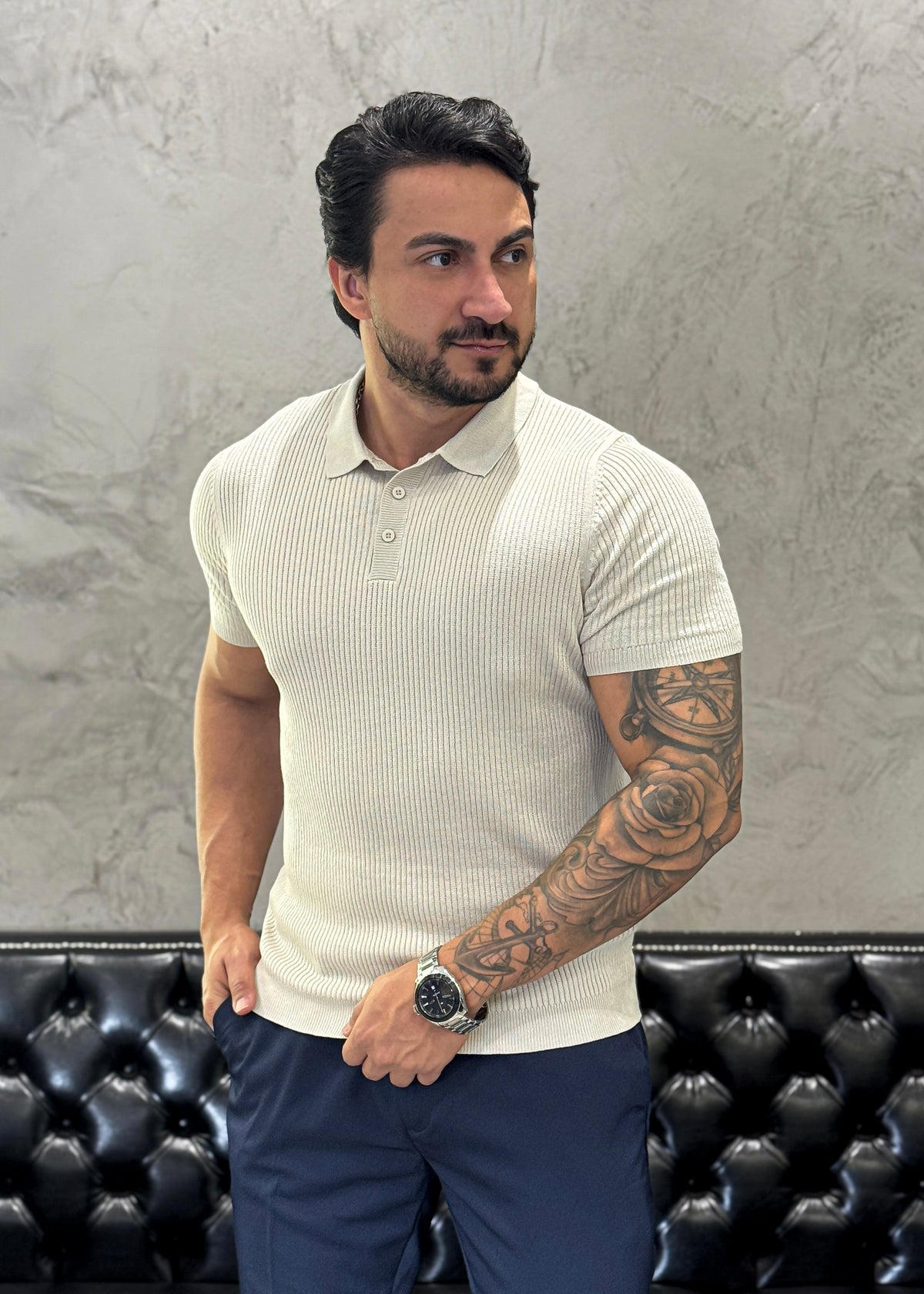 Polo Tricot Luxo Areia