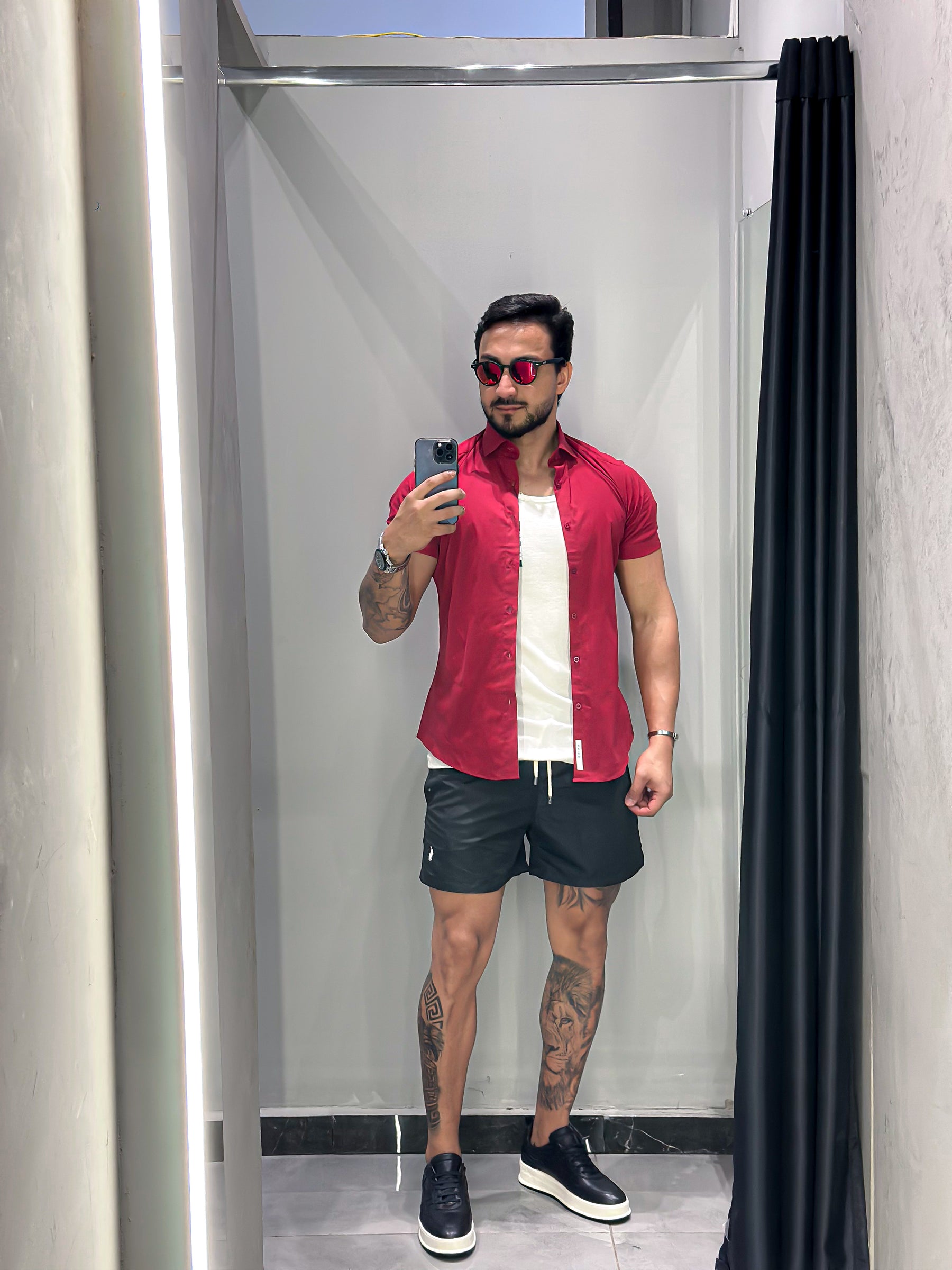 Camisa M/Curta Super Slim  Bordo