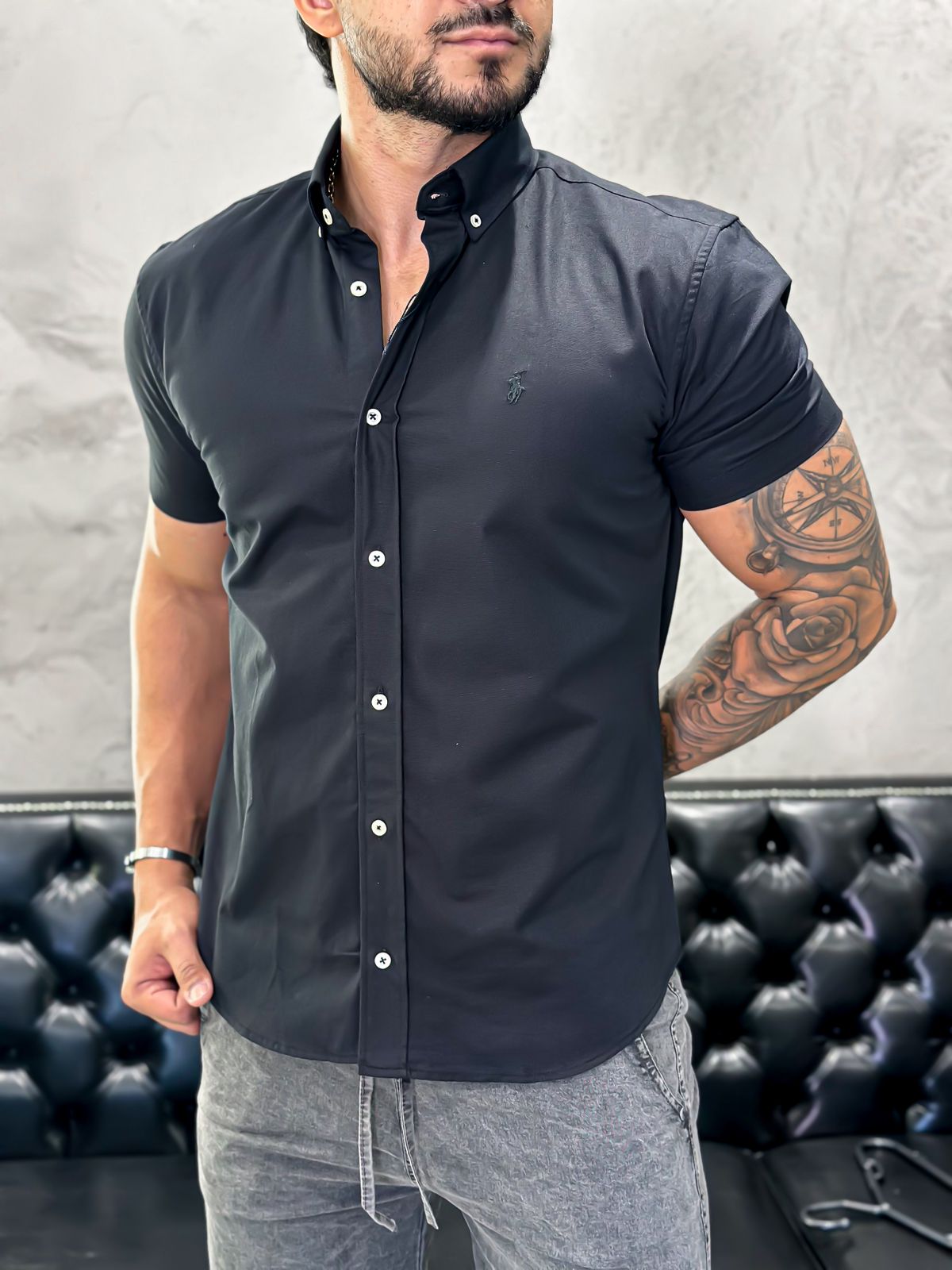 Camisa Ralph Lauren M/Curta Preta
