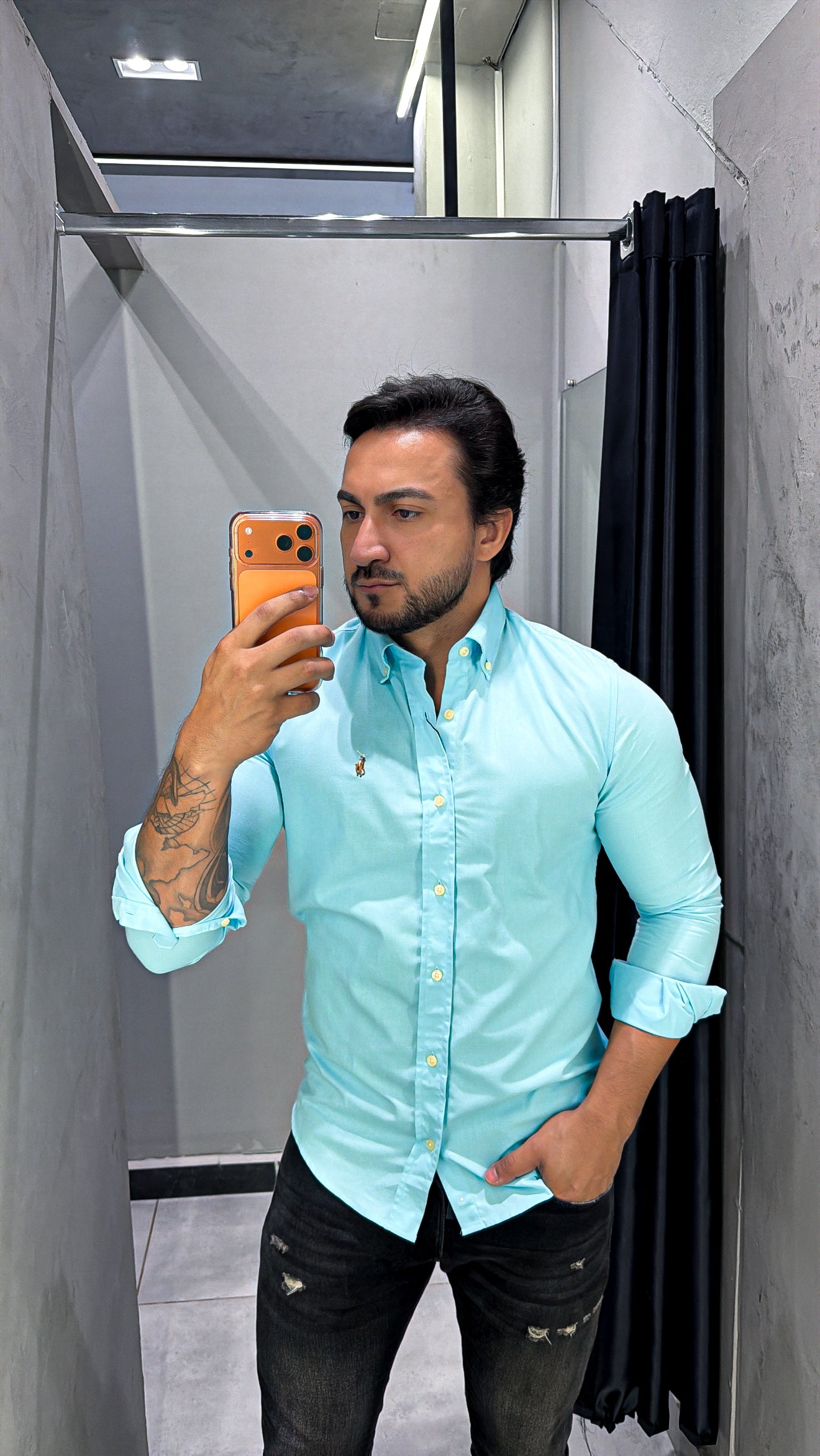 Camisa Ralph Lauren M/L Azul