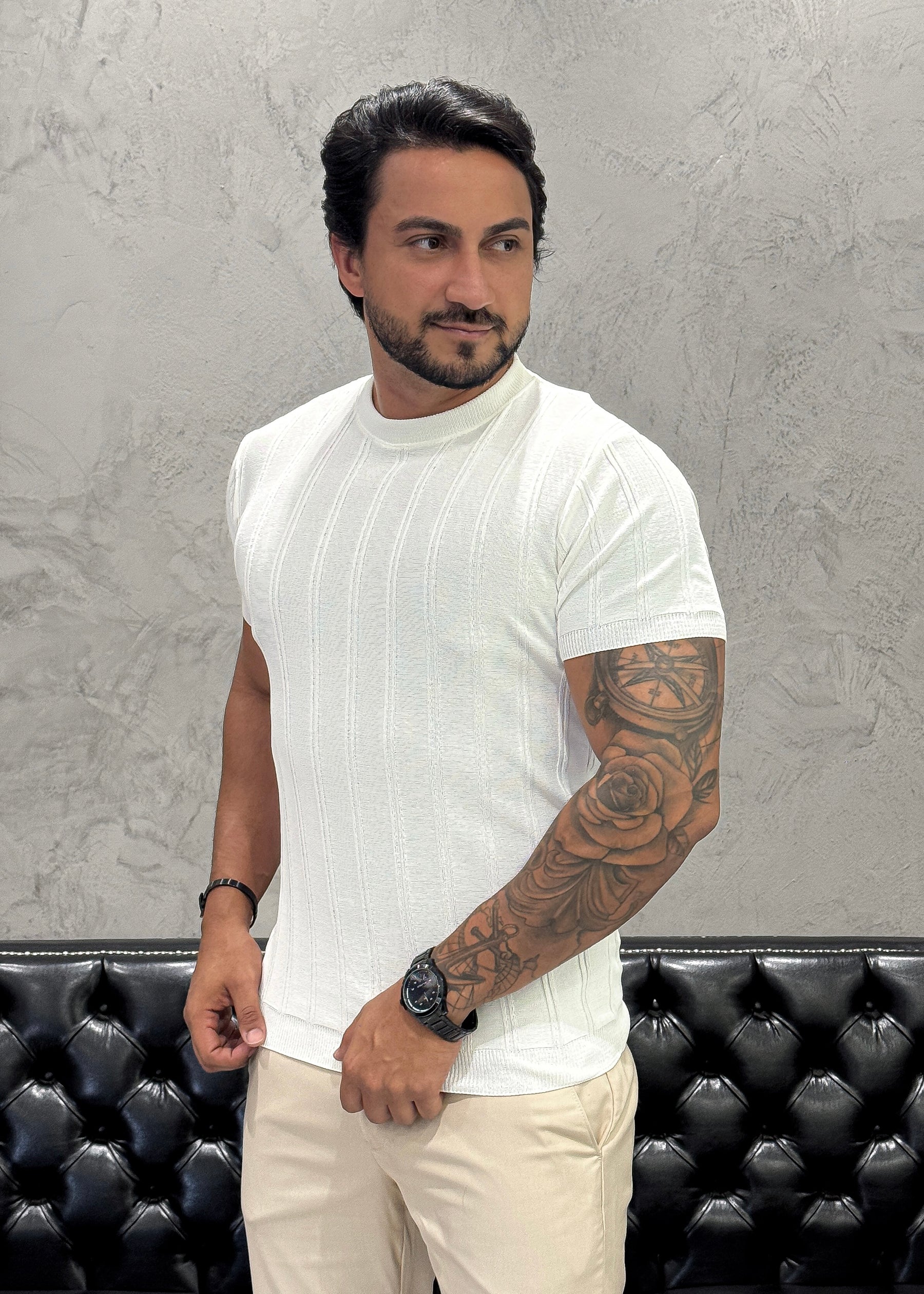 T-Shirt Basica Tricot Branco