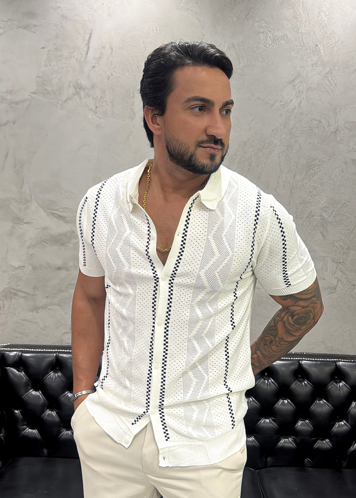 Camisa Tricot luxo Botão