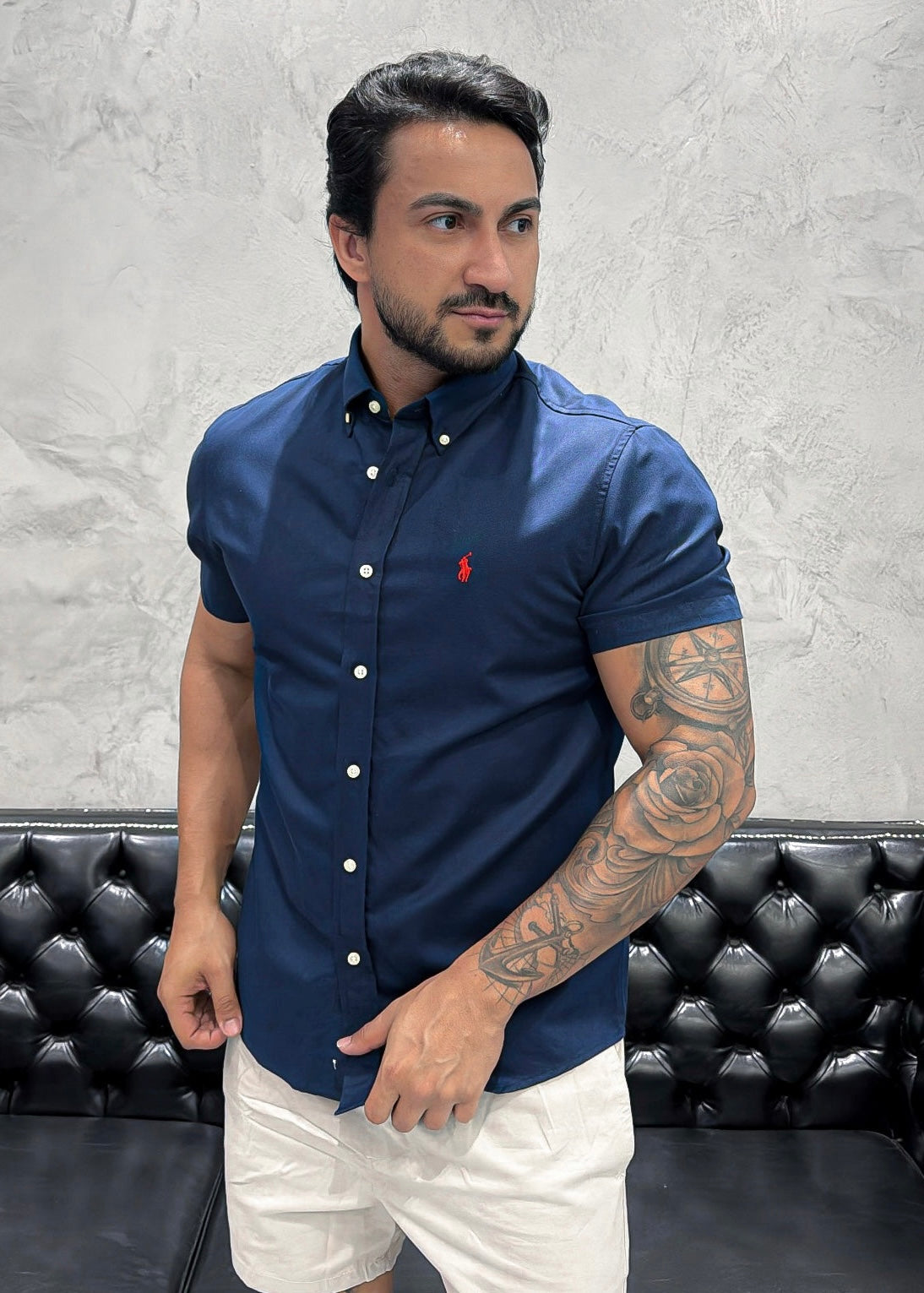 Camisa Ralph Lauren M/Curta Marinho