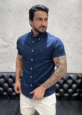 Camisa Ralph Lauren M/Curta Marinho