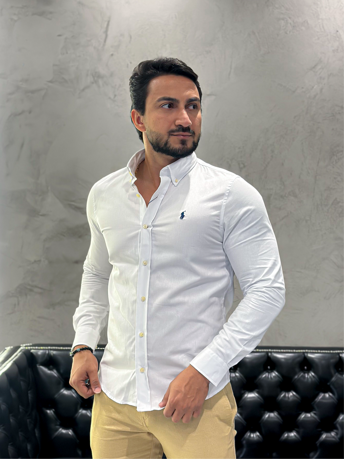 Camisa Oxford Ralph Lauren M/Longa Branco