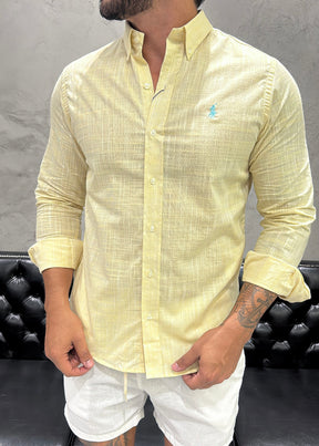 Camisa Ralph Lauren M/L Linho Amarelo