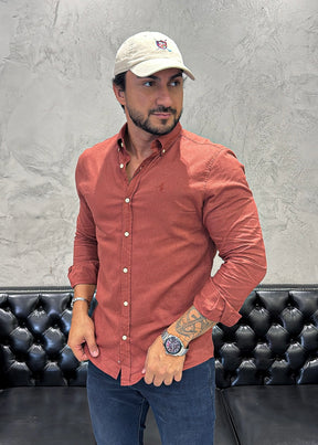 Camisa Ralph Lauren M/L Linho Vinho