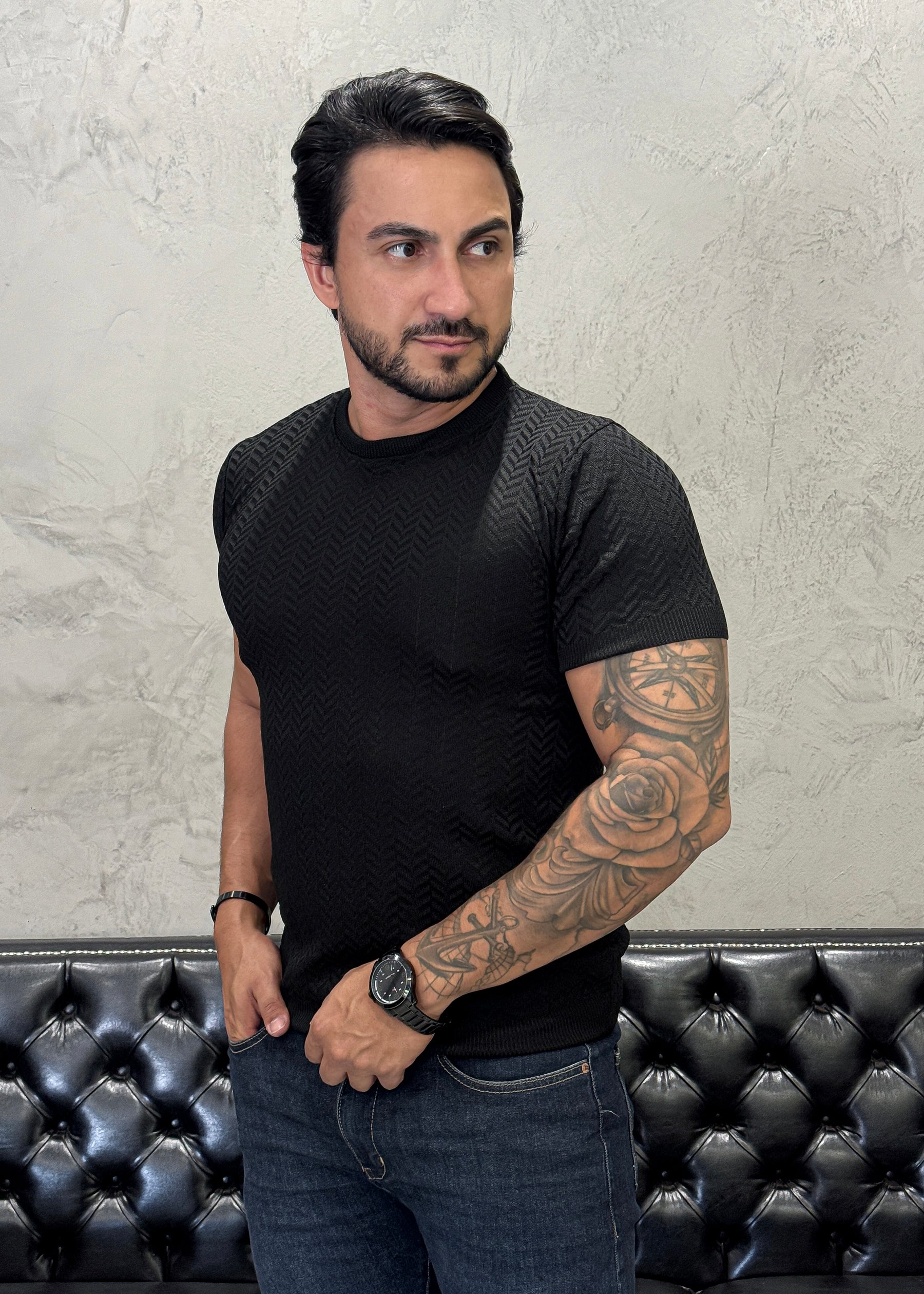 T-Shirt Basica Tricot Preto