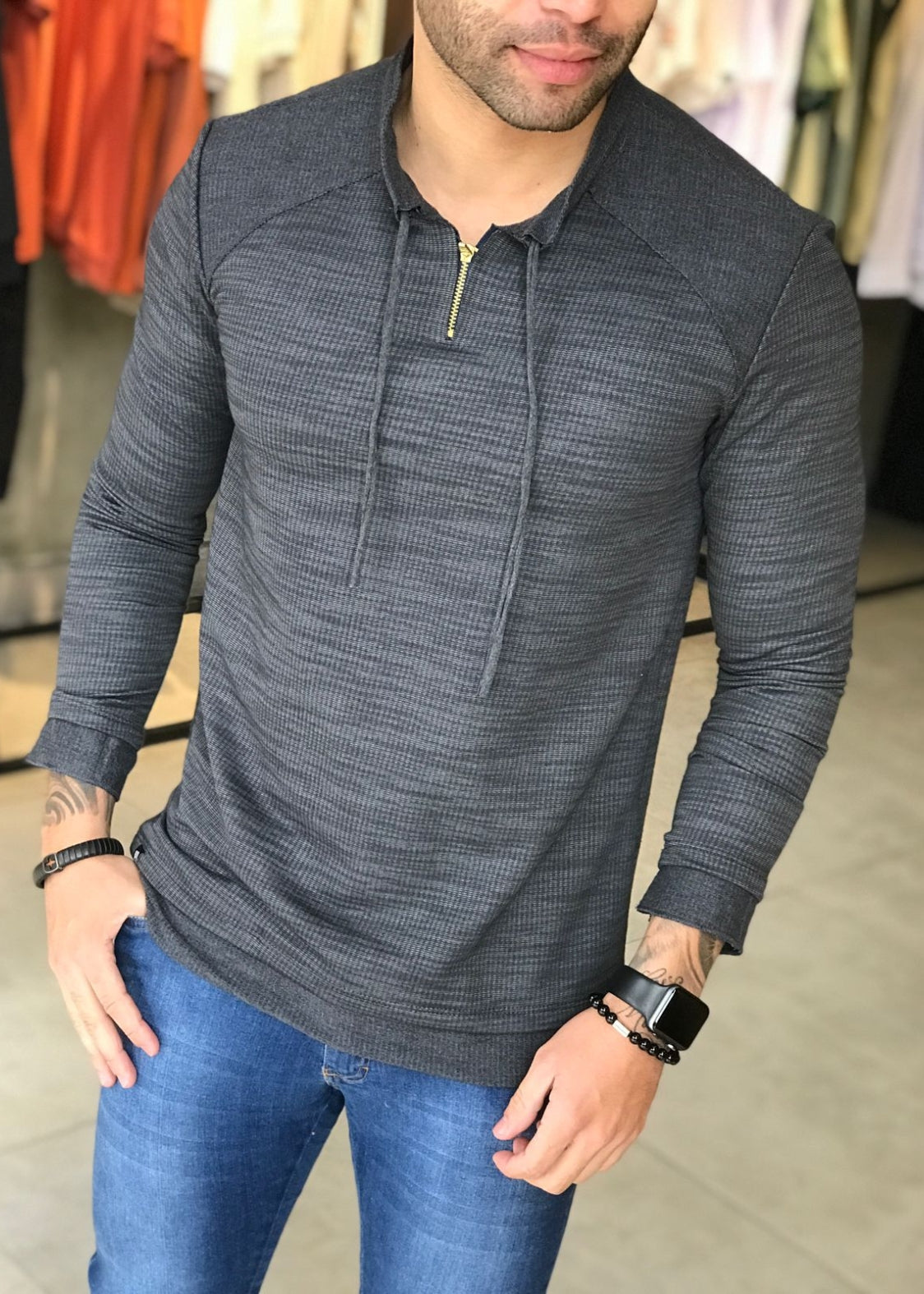 Suéter Canelado Preto