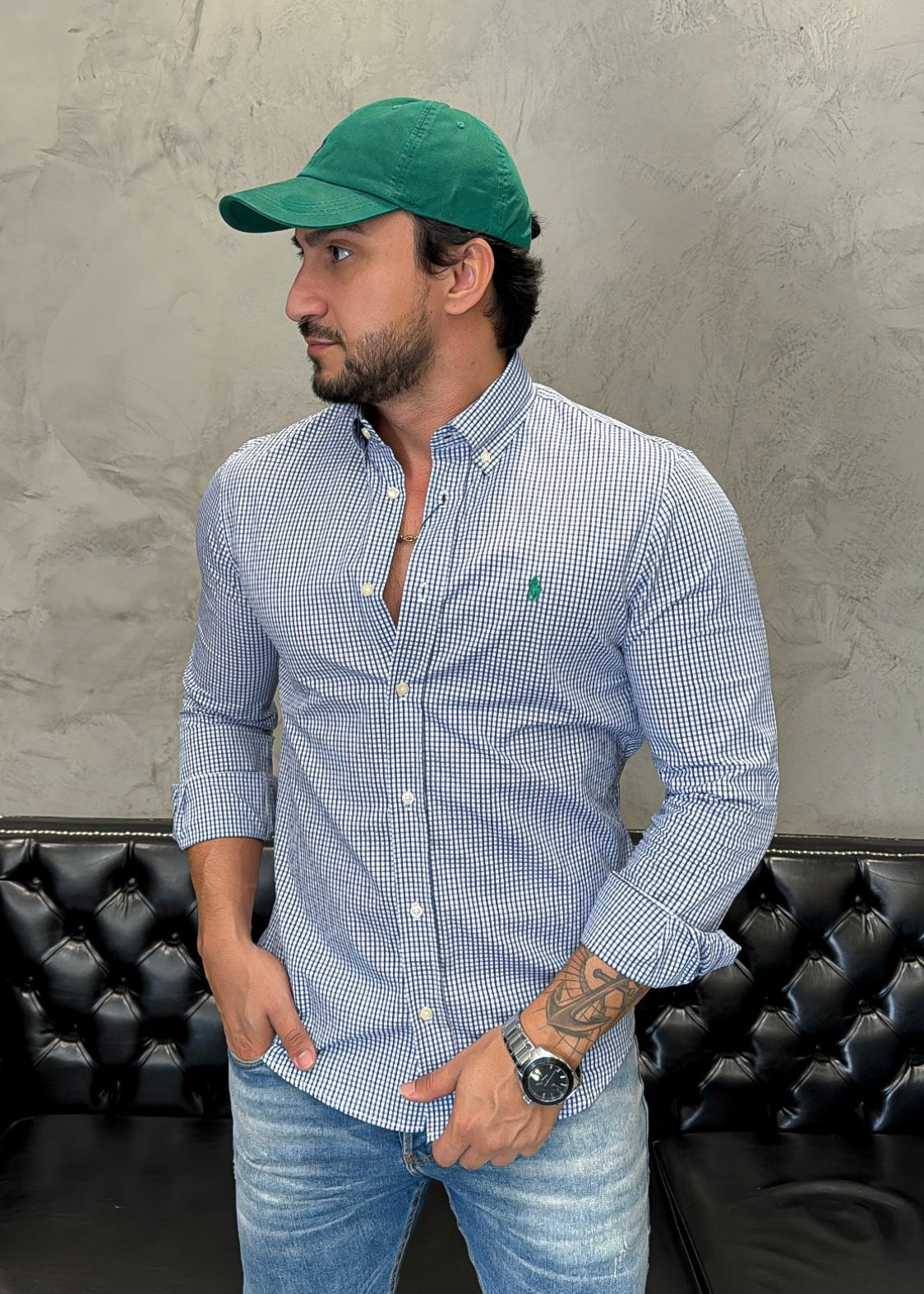 Camisa Ralph Lauren M/Longa microXadrez