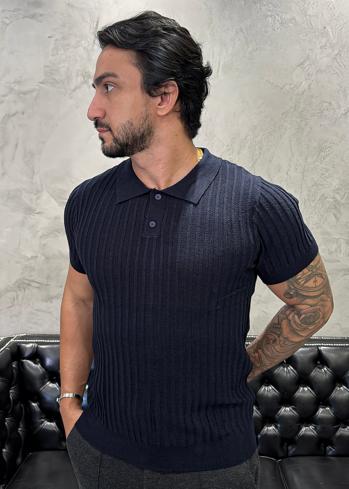 Polo Tricot Luxo Marinho