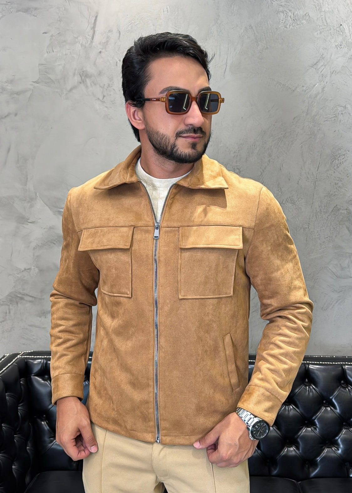 Jaqueta Suede Khaki