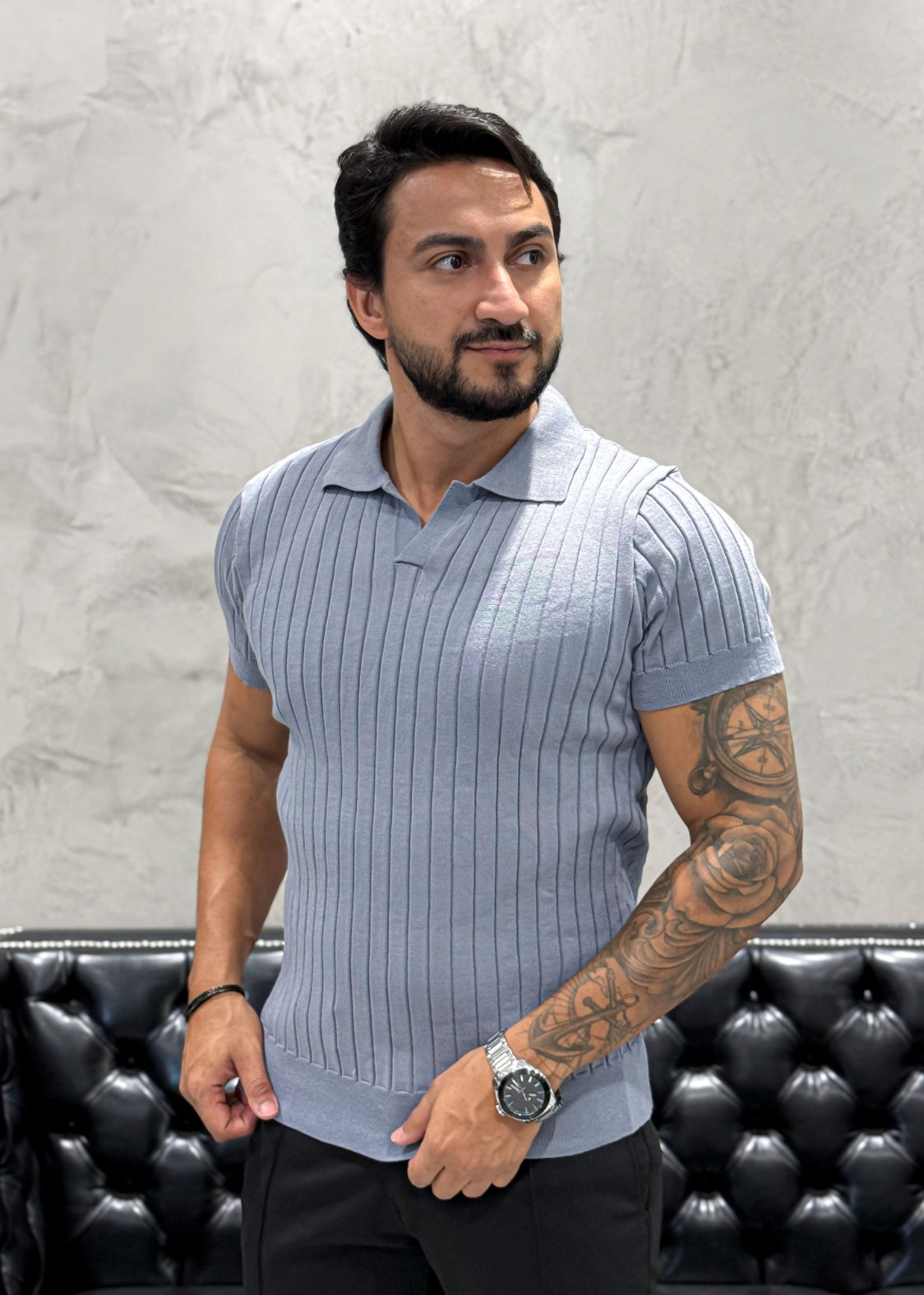 Polo Tricot Luxo Cinza